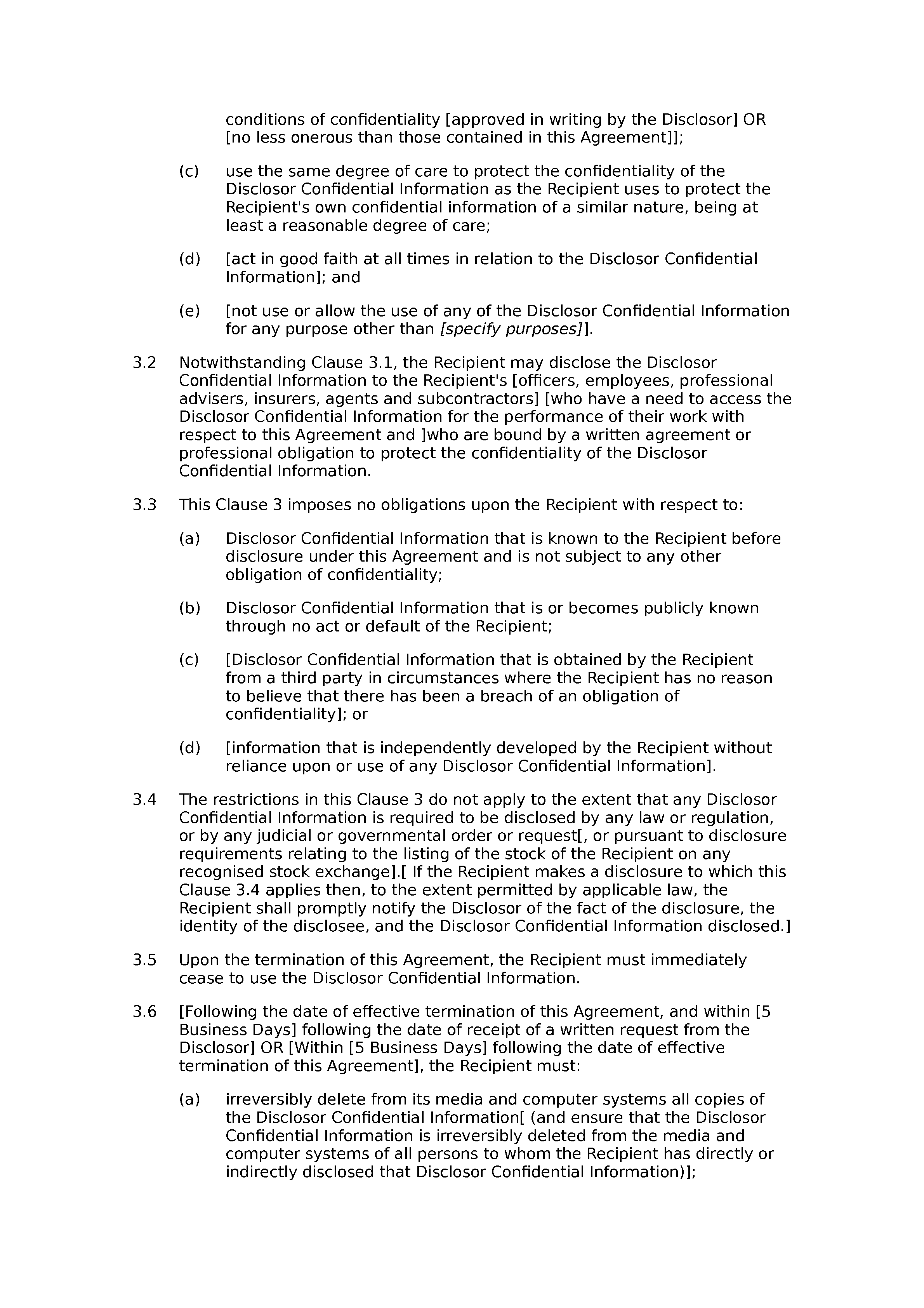 Online non-disclosure agreement (unilateral) document preview