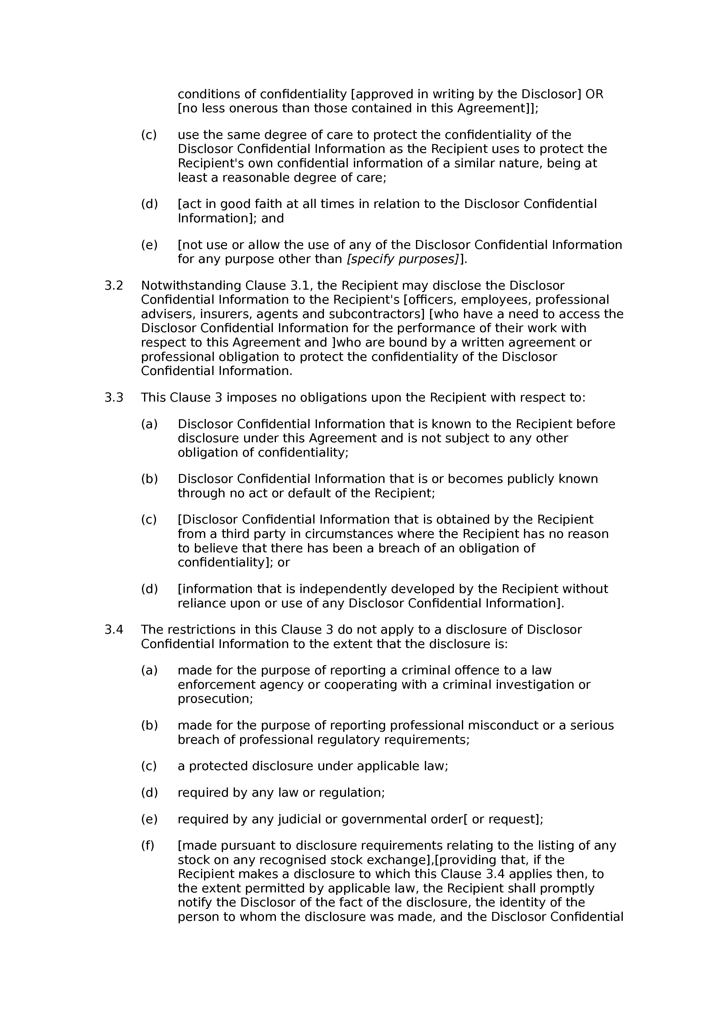 Online non-disclosure agreement (unilateral) document preview