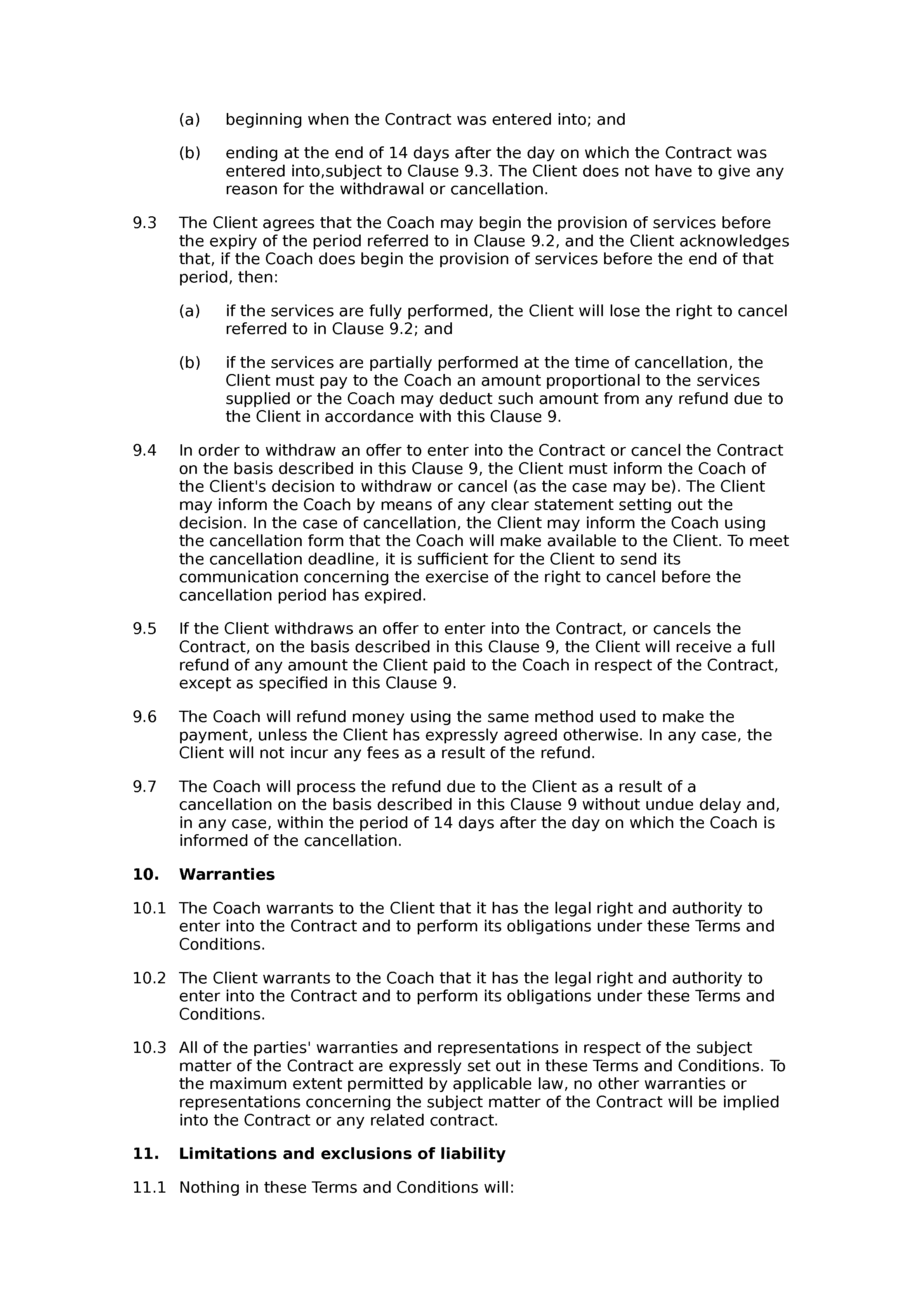 Coaching services terms and conditions document preview