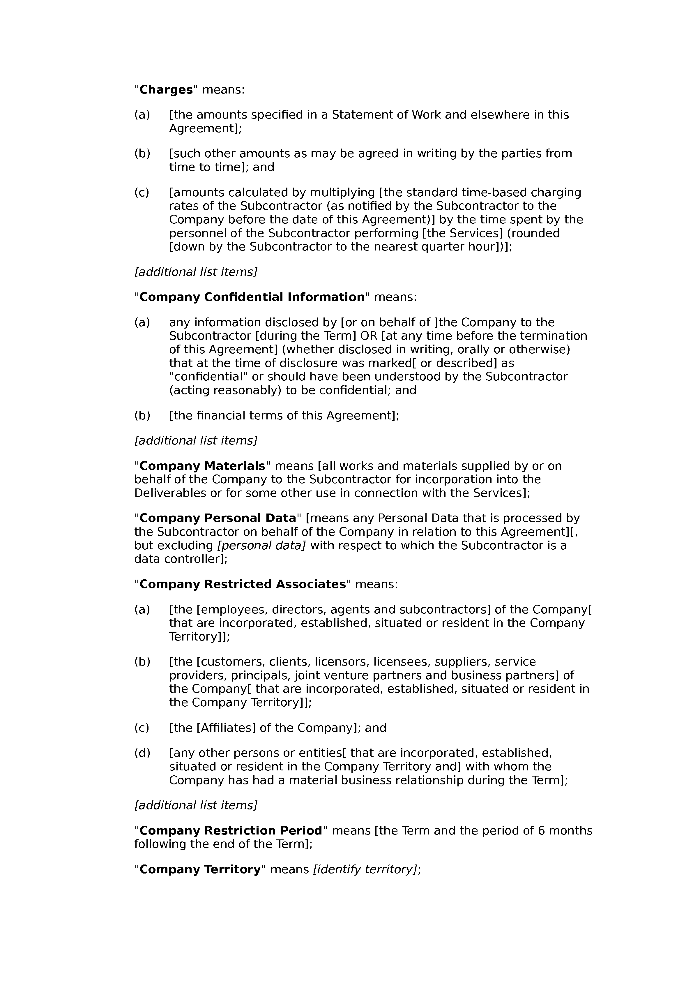 Subcontractor framework agreement (premium) document preview