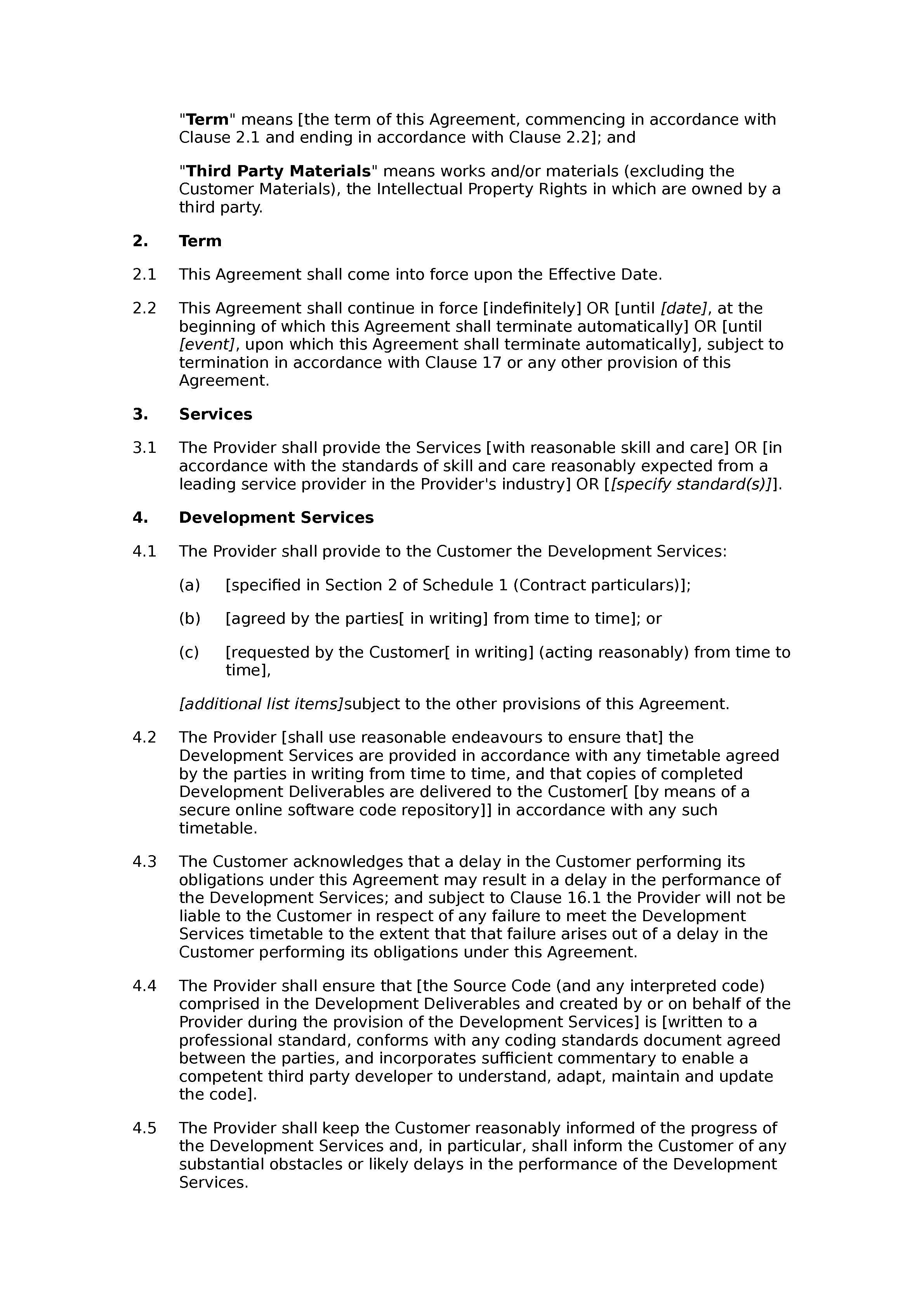 Software services agreement (T&M, basic) document preview