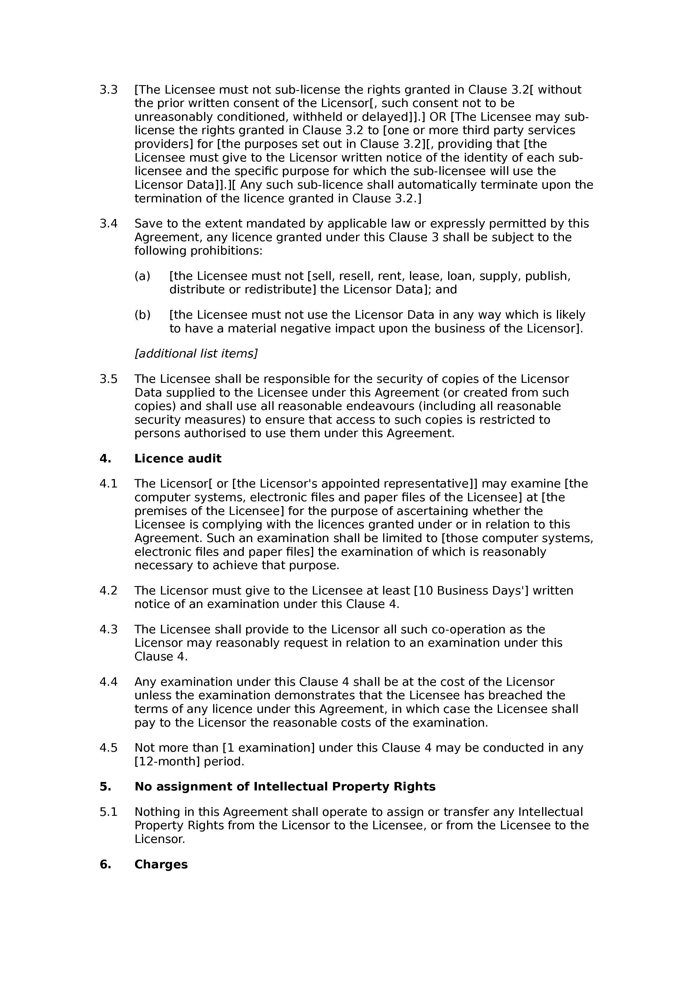 AI training data licence agreement document preview