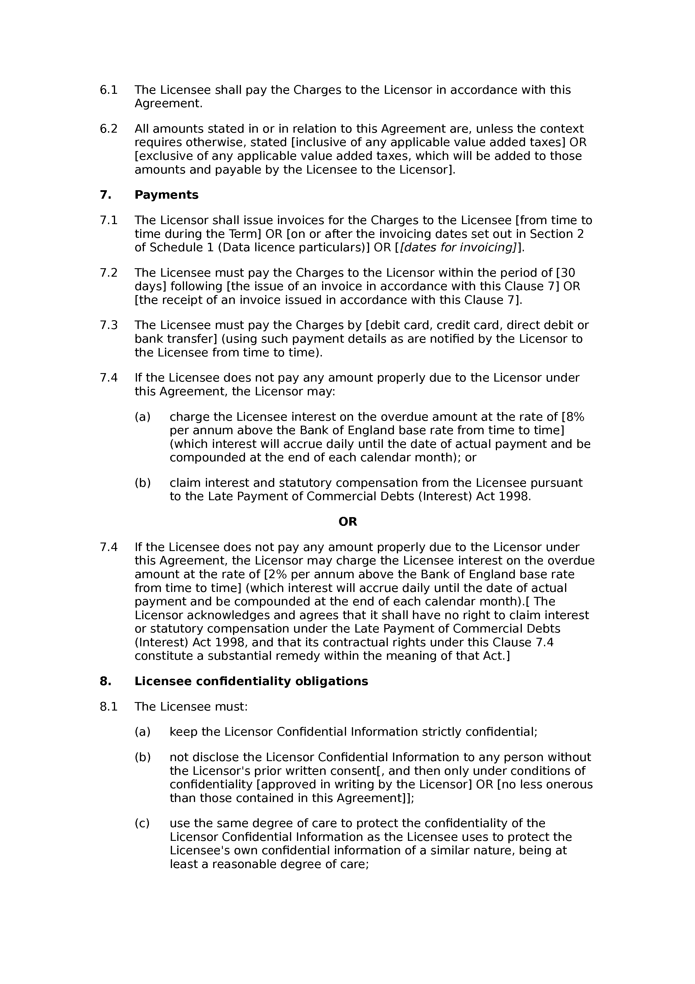 AI training data licence agreement document preview