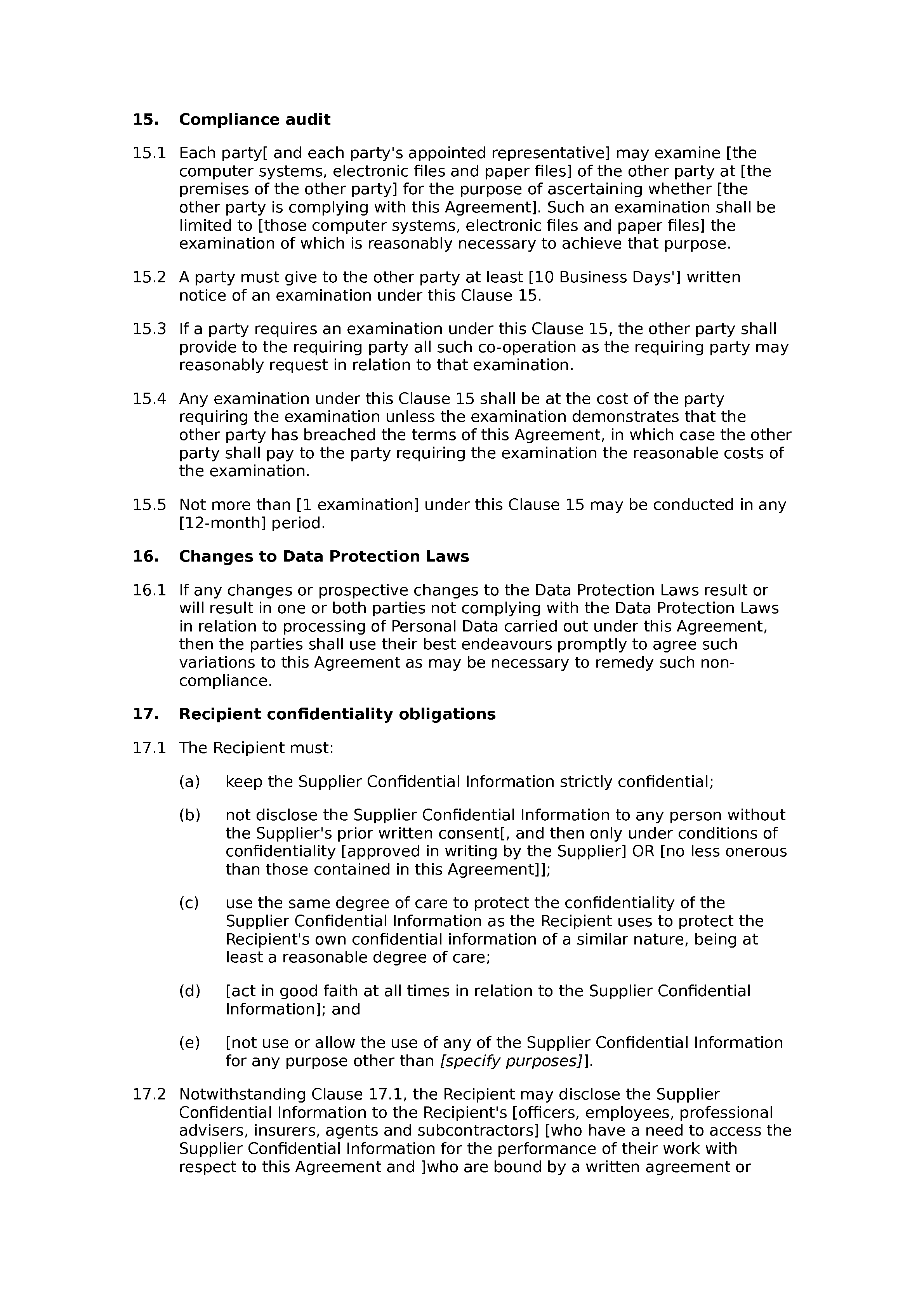 Data sharing agreement (unilateral) document preview