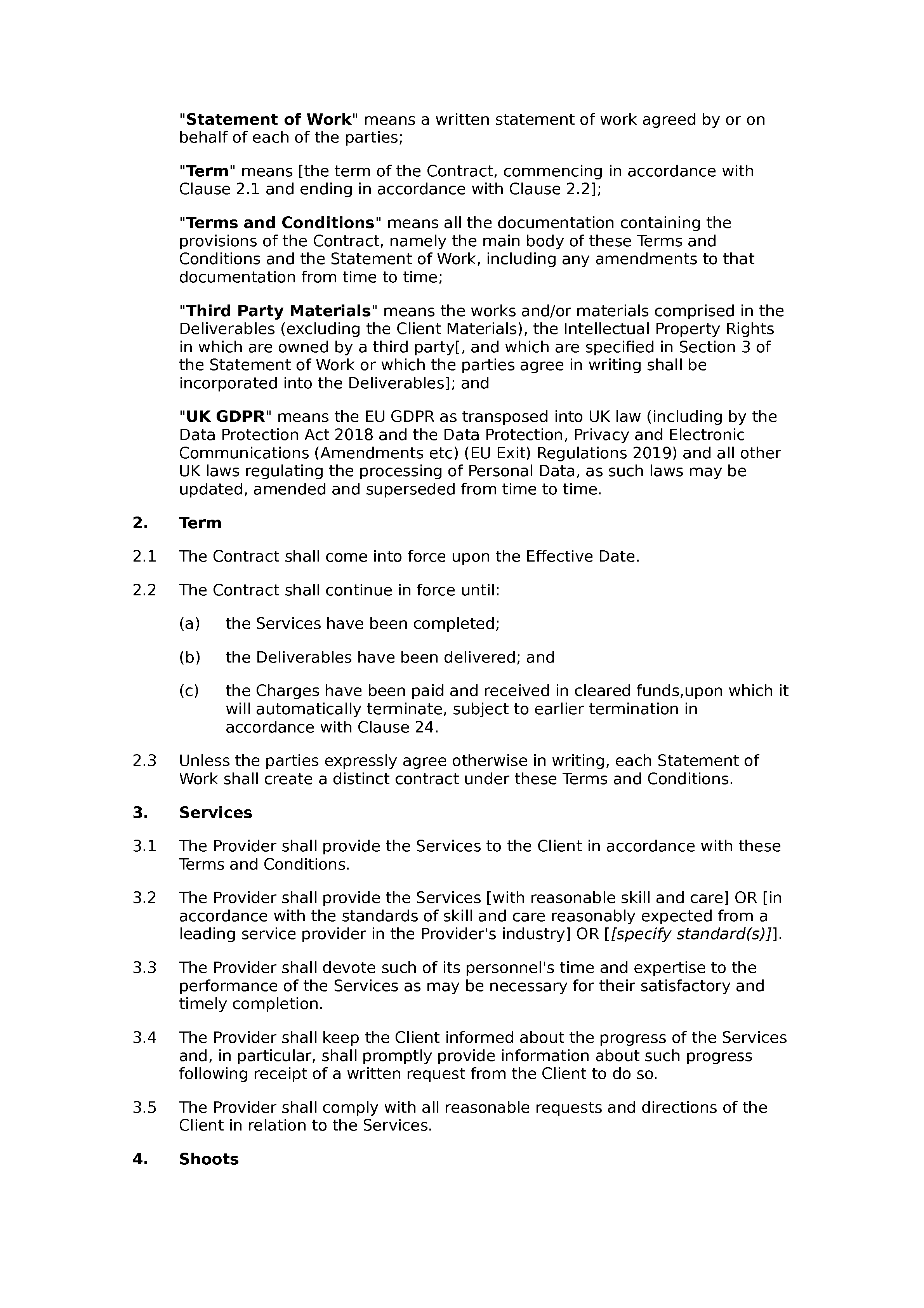 Film production and photography terms and conditions document preview