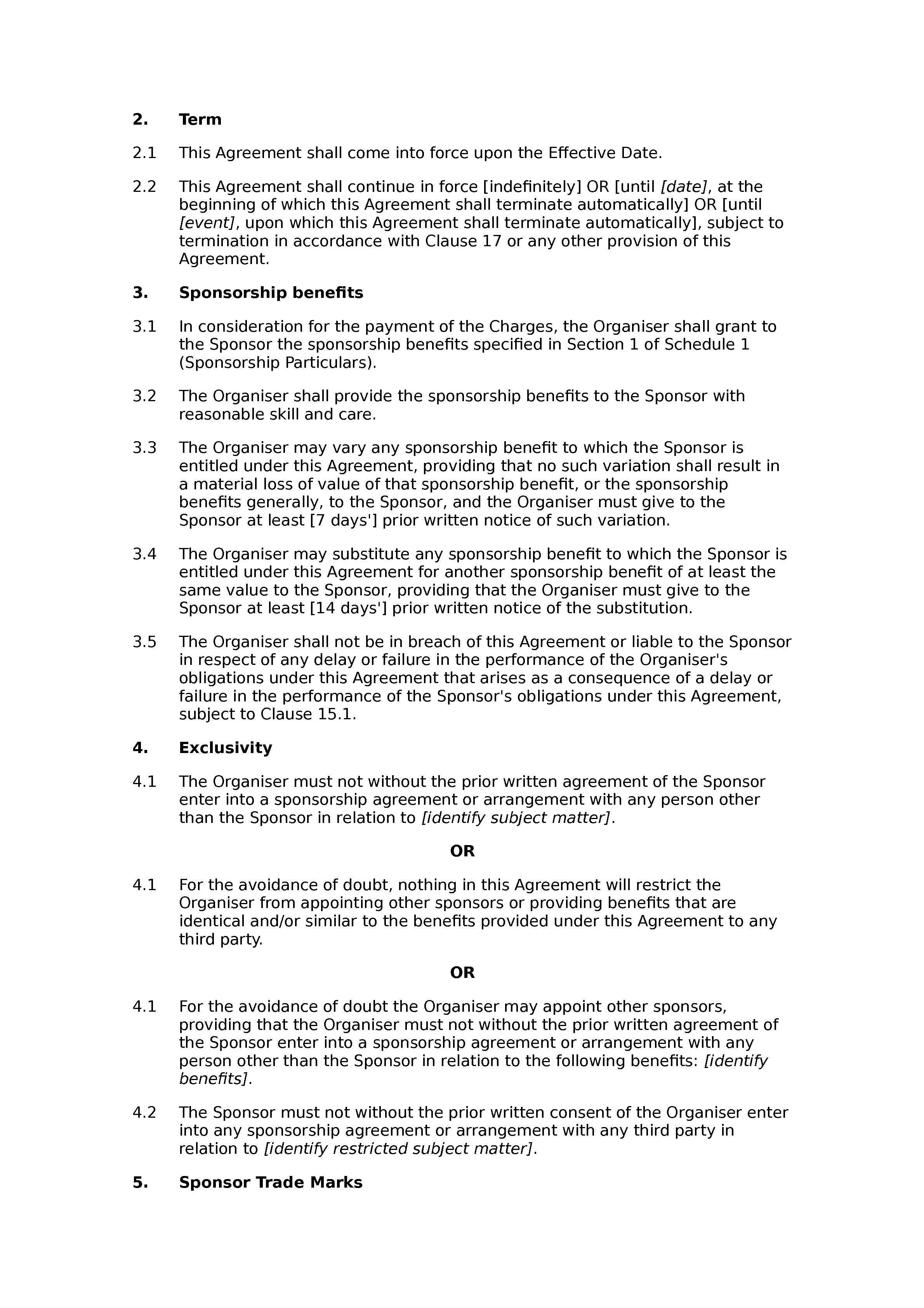 Sponsorship agreement (premium) document preview