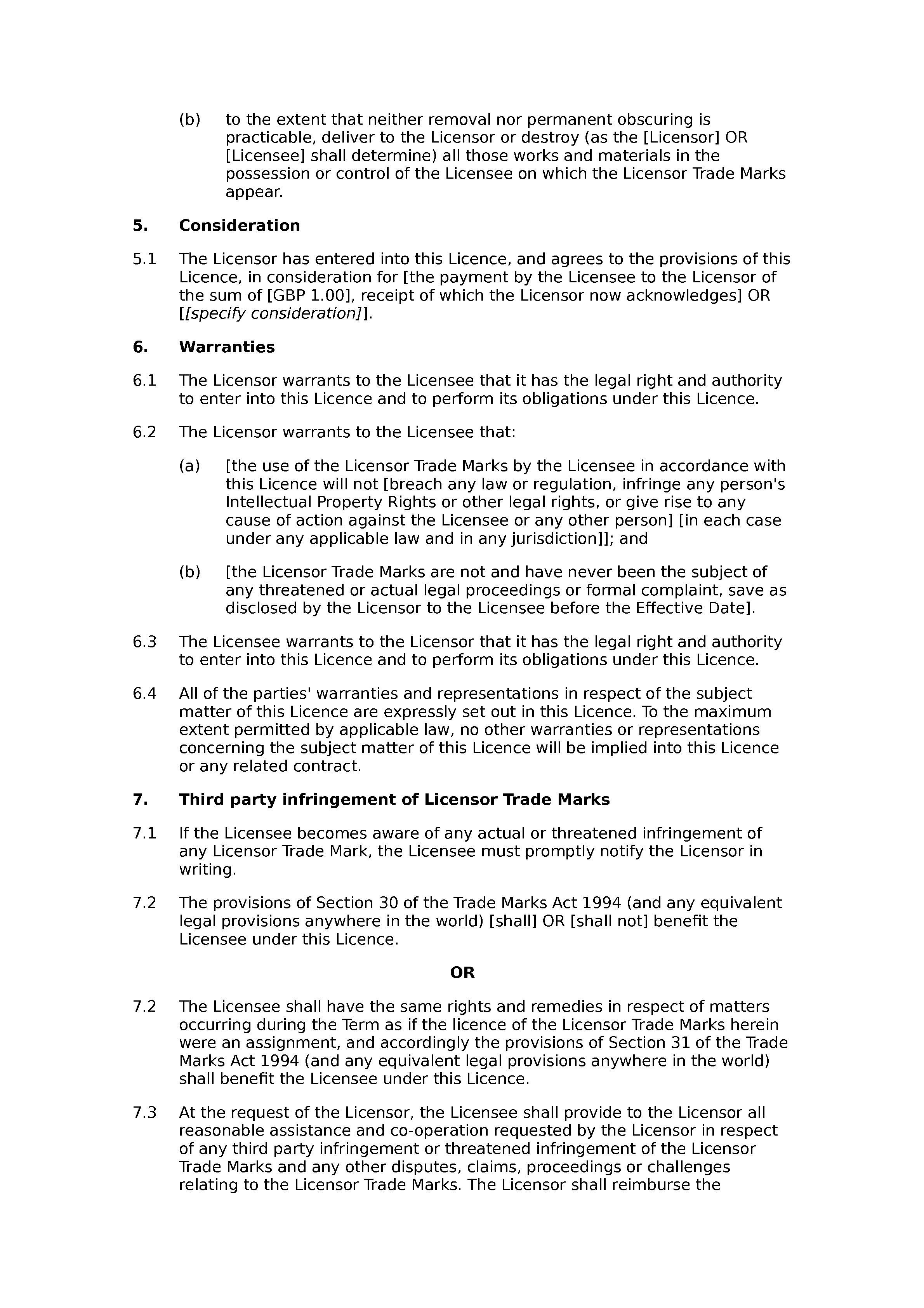 Licence of trade marks document preview