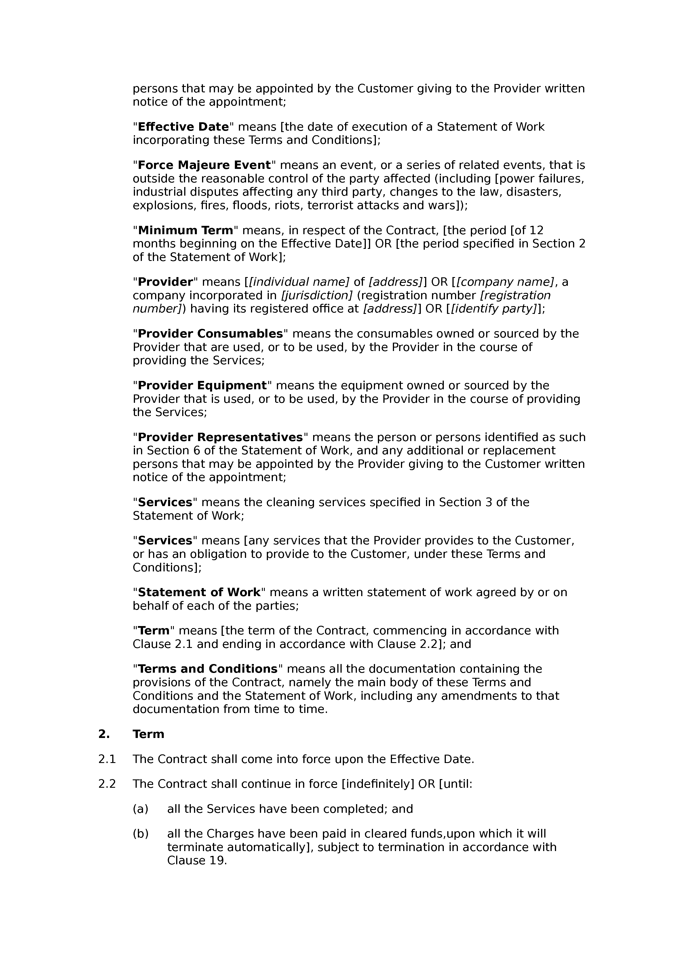 Office cleaning terms and conditions document preview