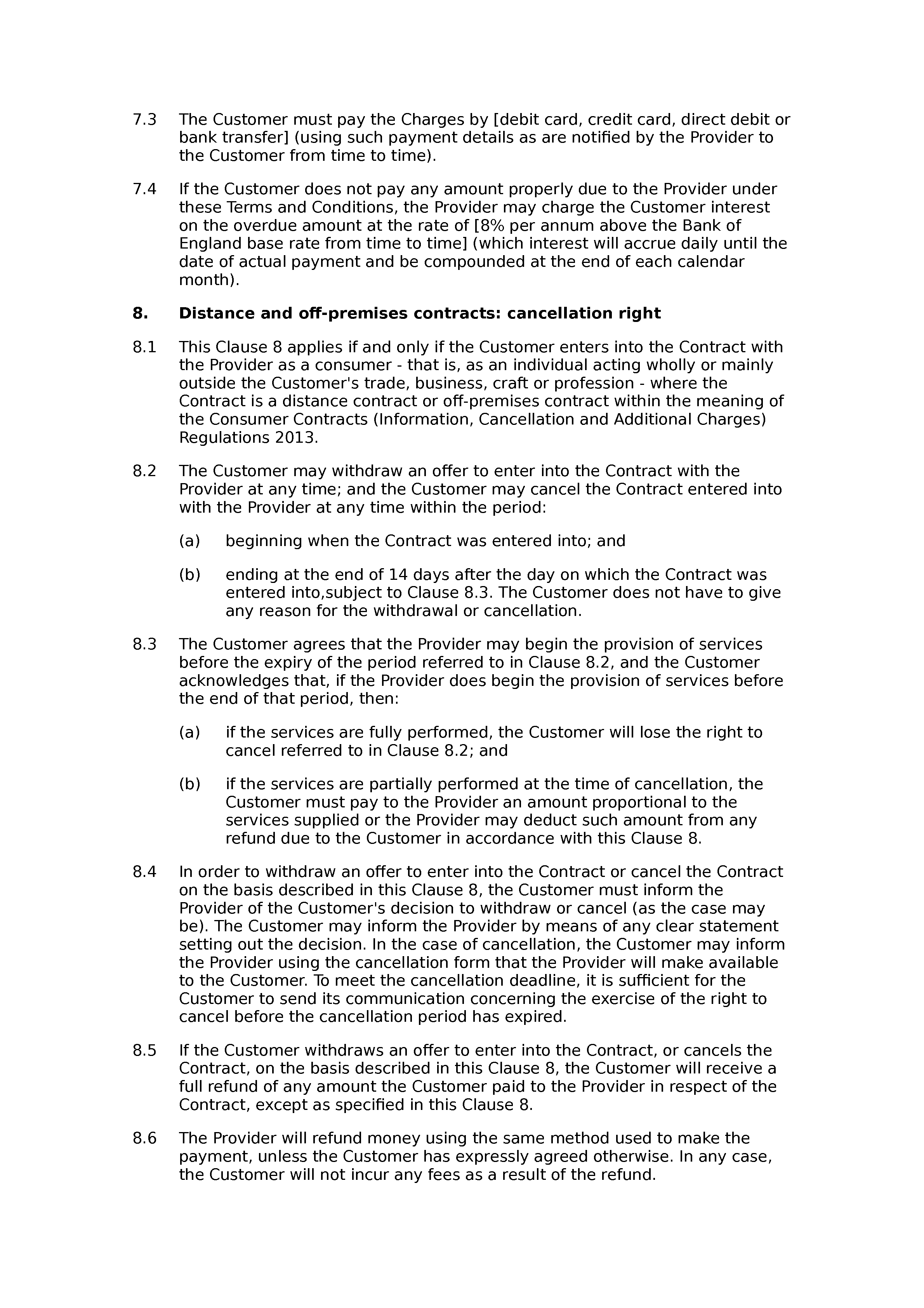 Domestic cleaning terms and conditions document preview