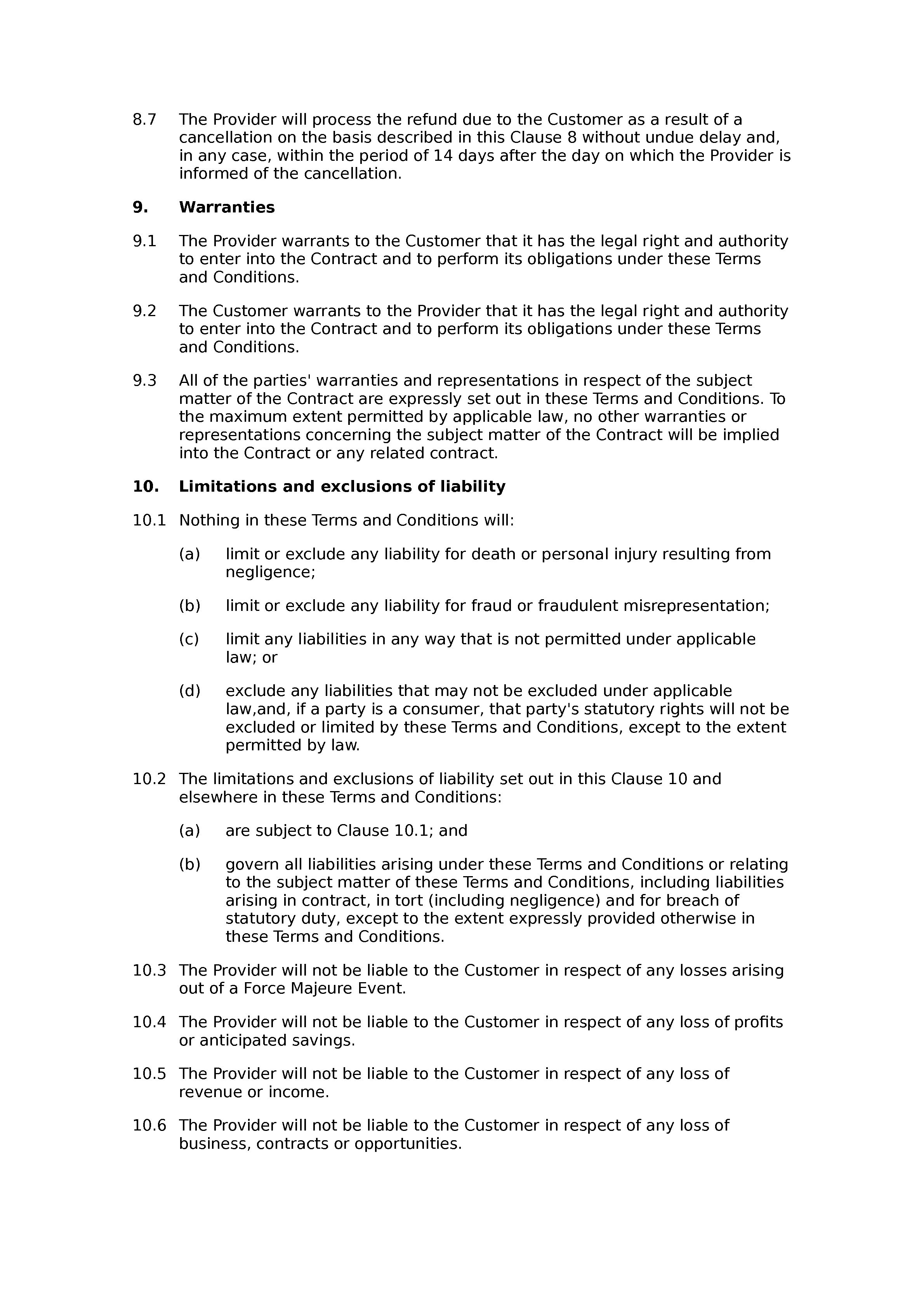 Domestic cleaning terms and conditions document preview