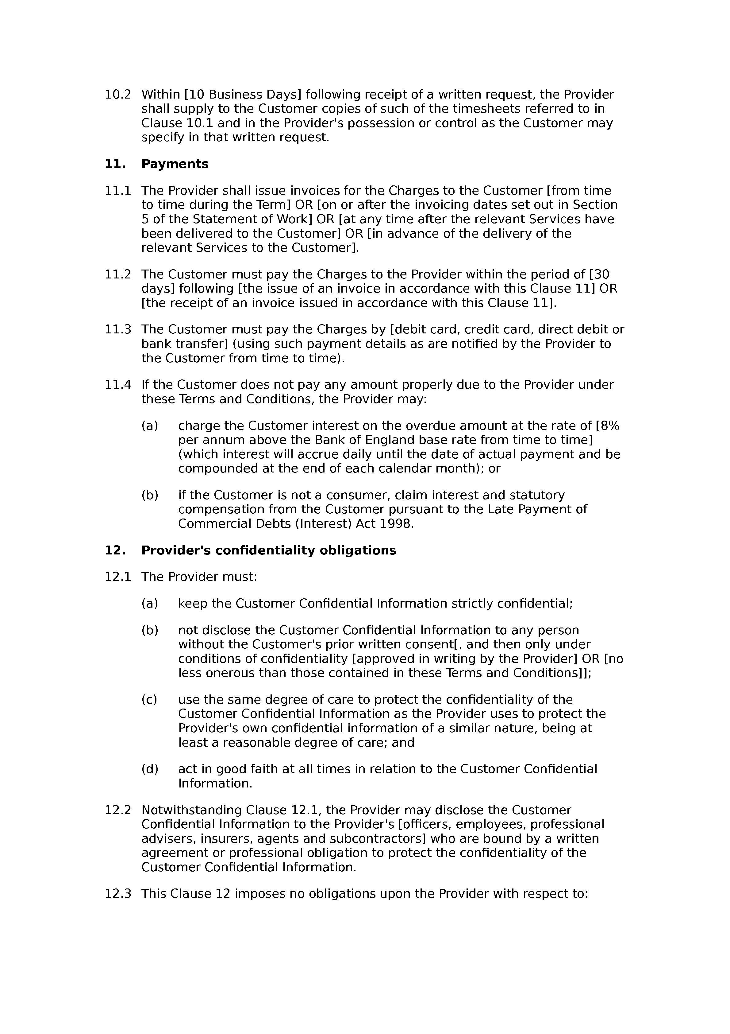 Carpet cleaning terms and conditions document preview