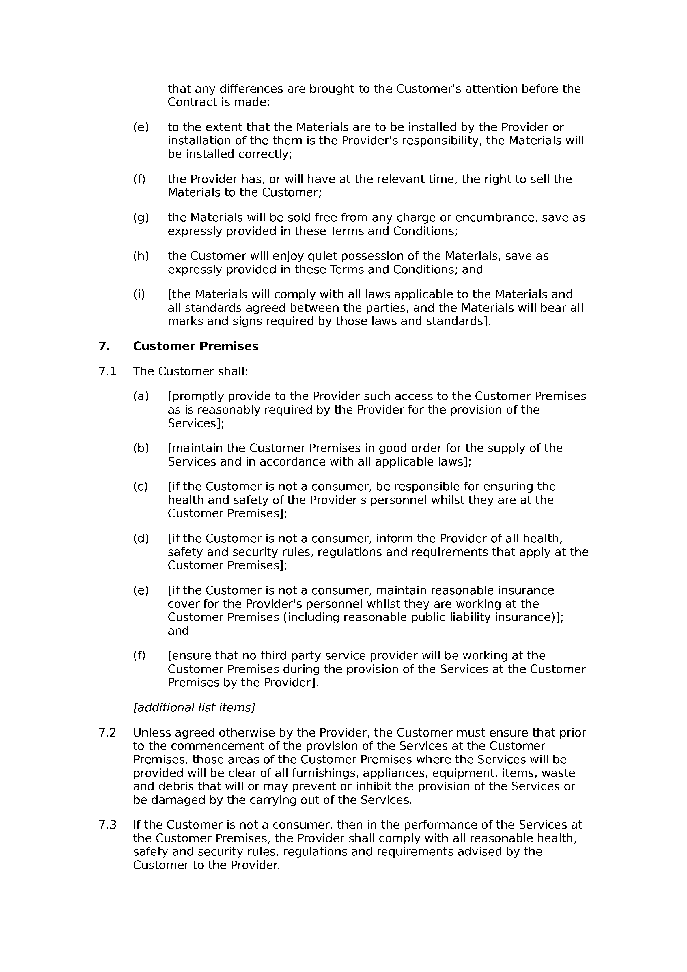 Handyman services terms and conditions document preview