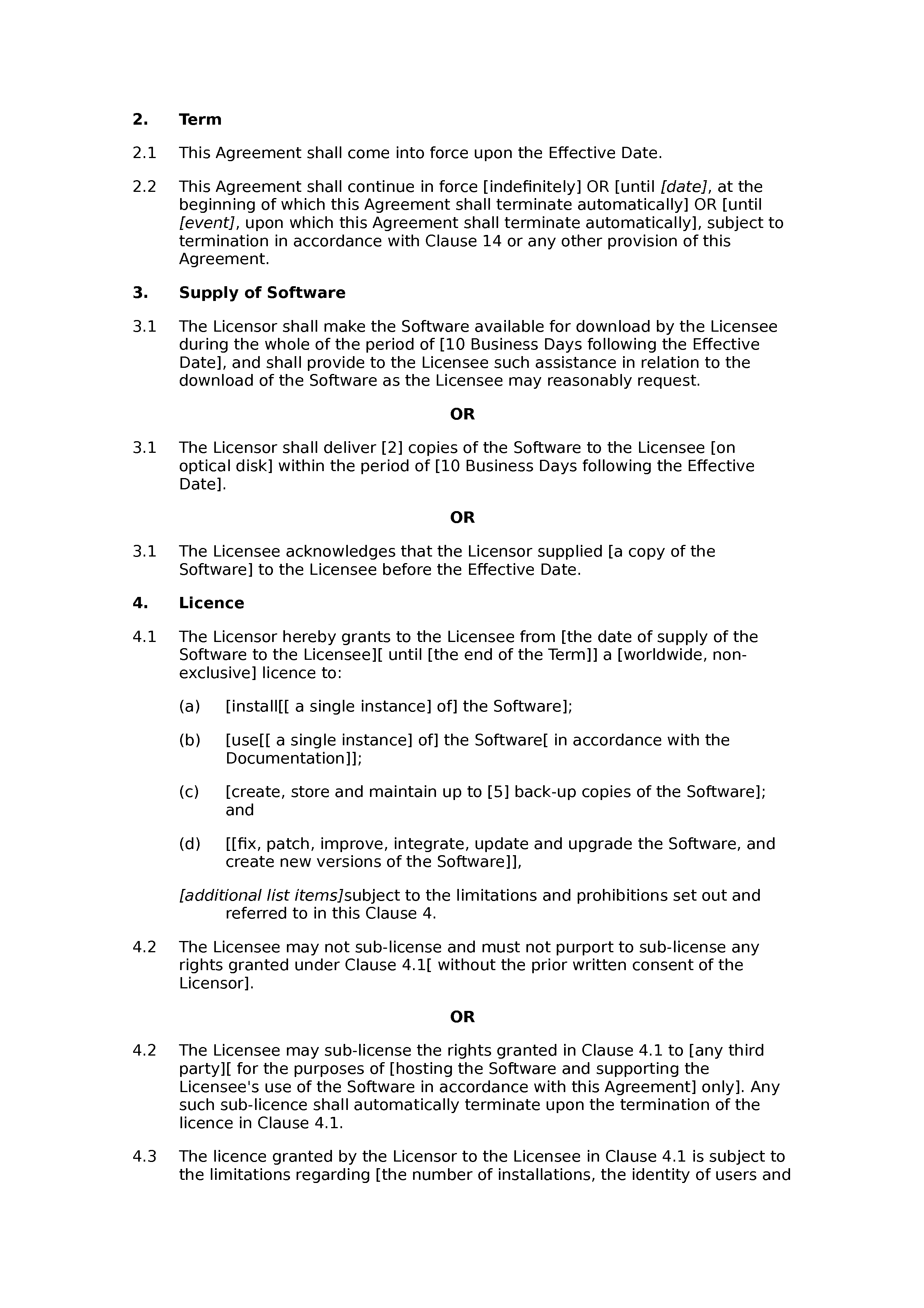 Software licence and maintenance agreement (basic) document preview