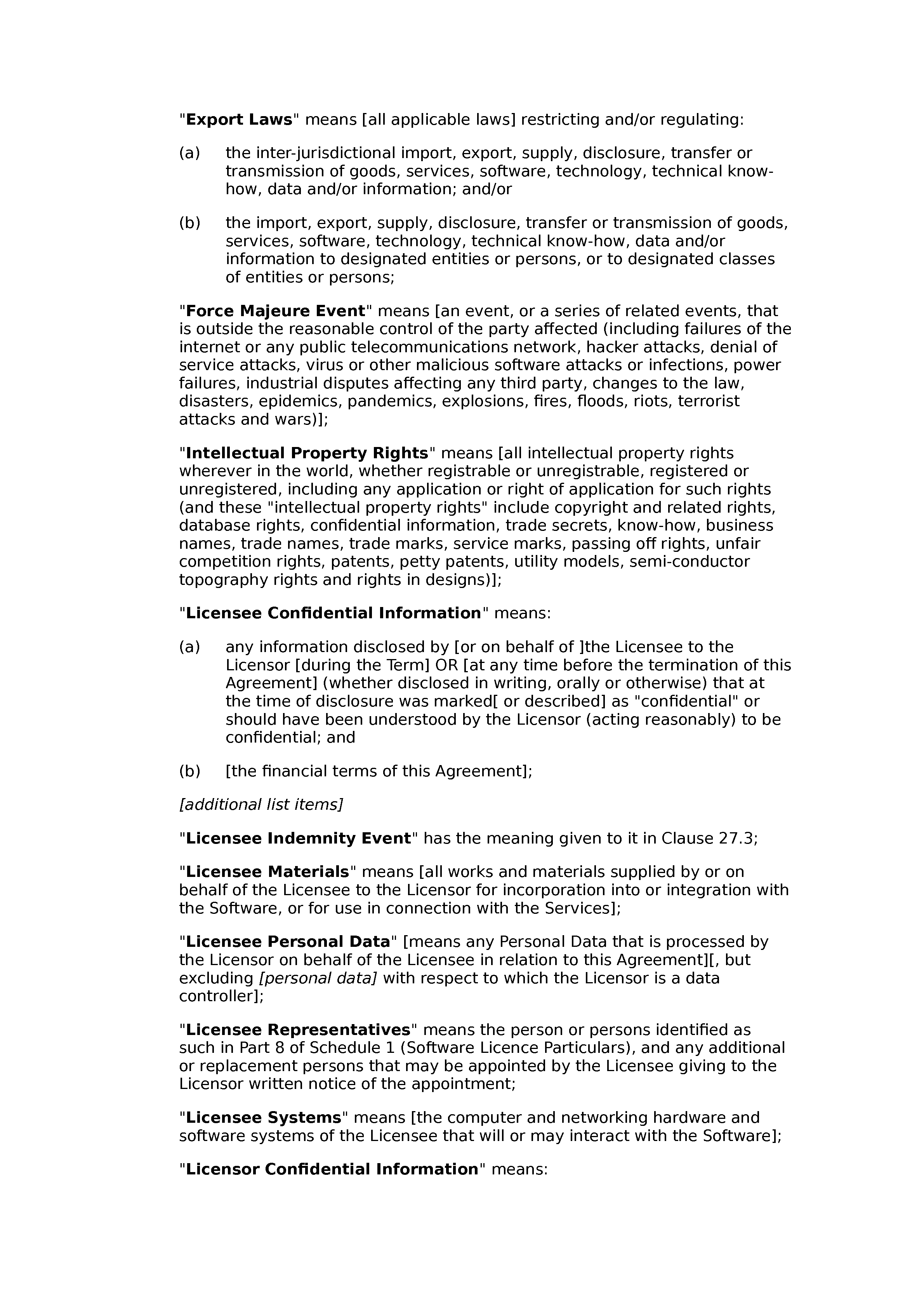 Software licence and maintenance agreement (premium) document preview