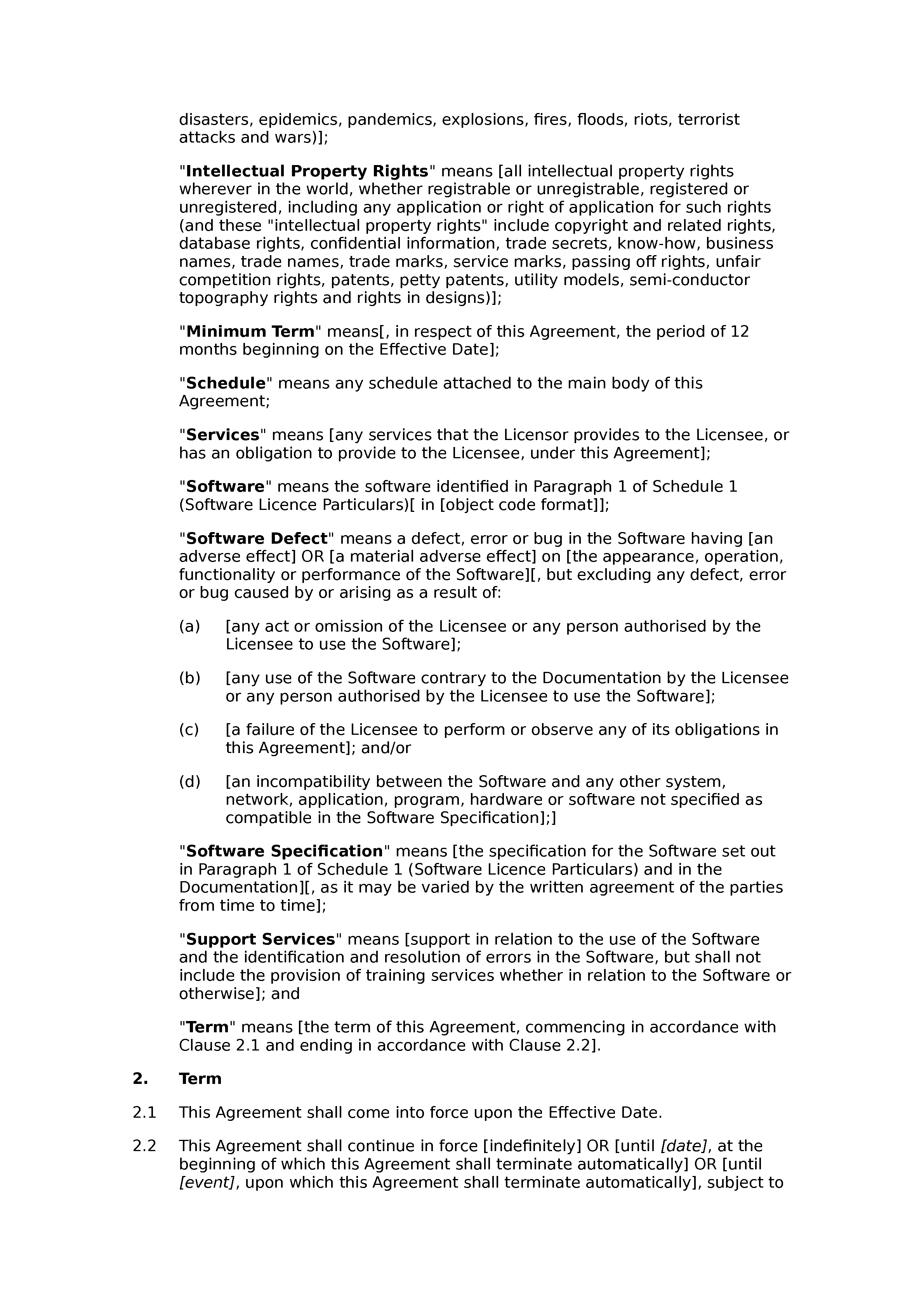 Software licence and support agreement (basic) document preview