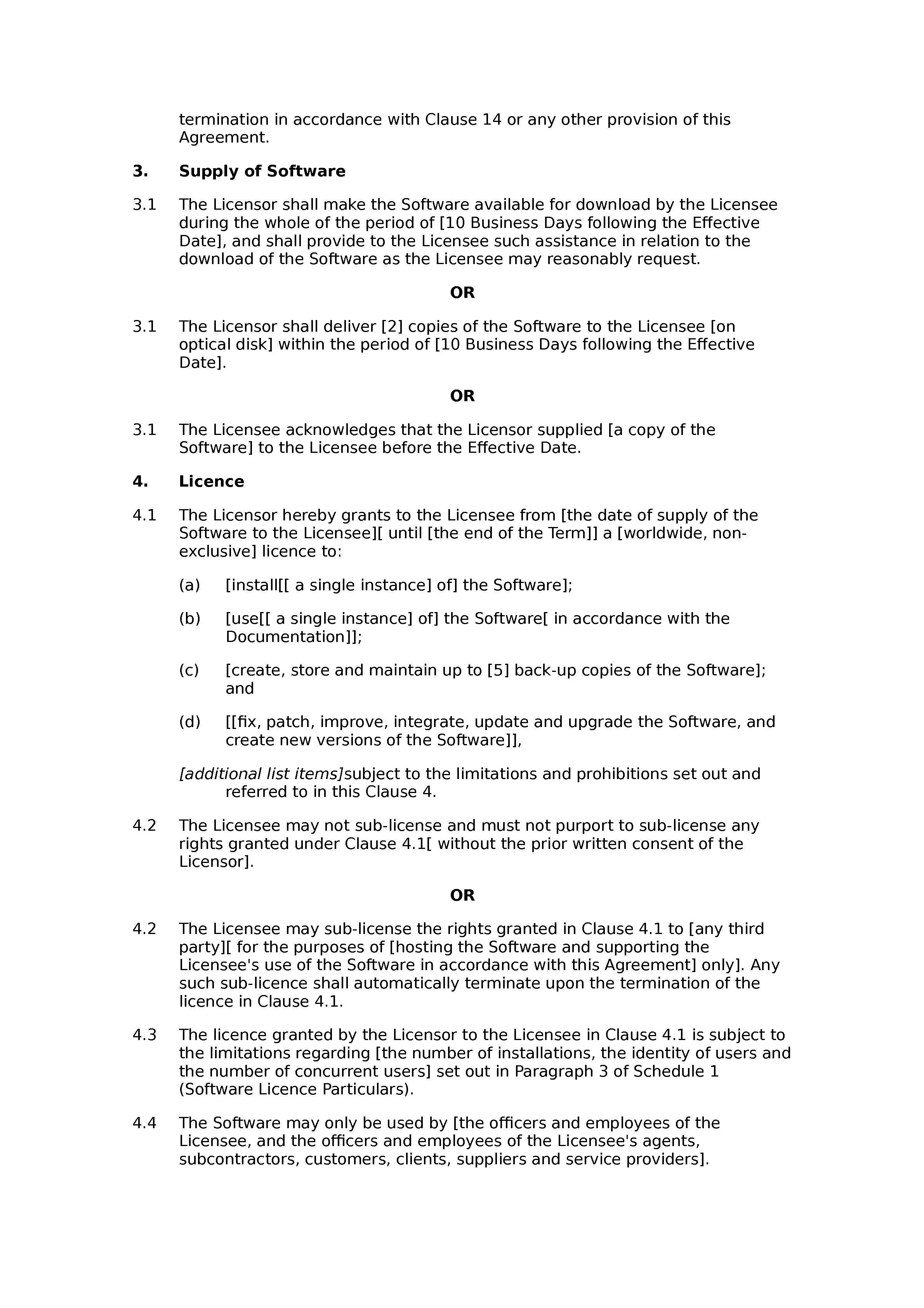 Software licence and support agreement (basic) document preview