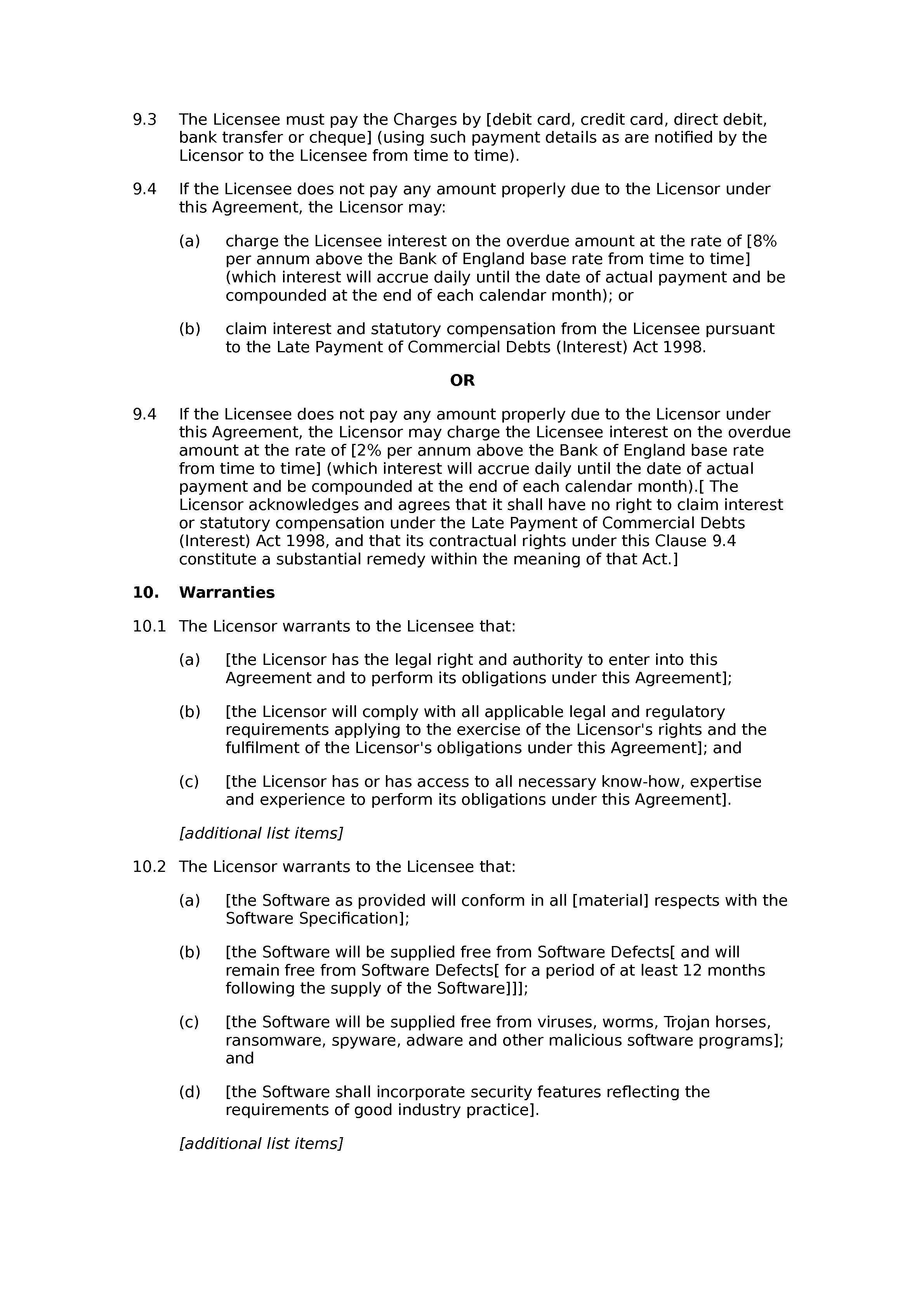 Software licence and support agreement (basic) document preview