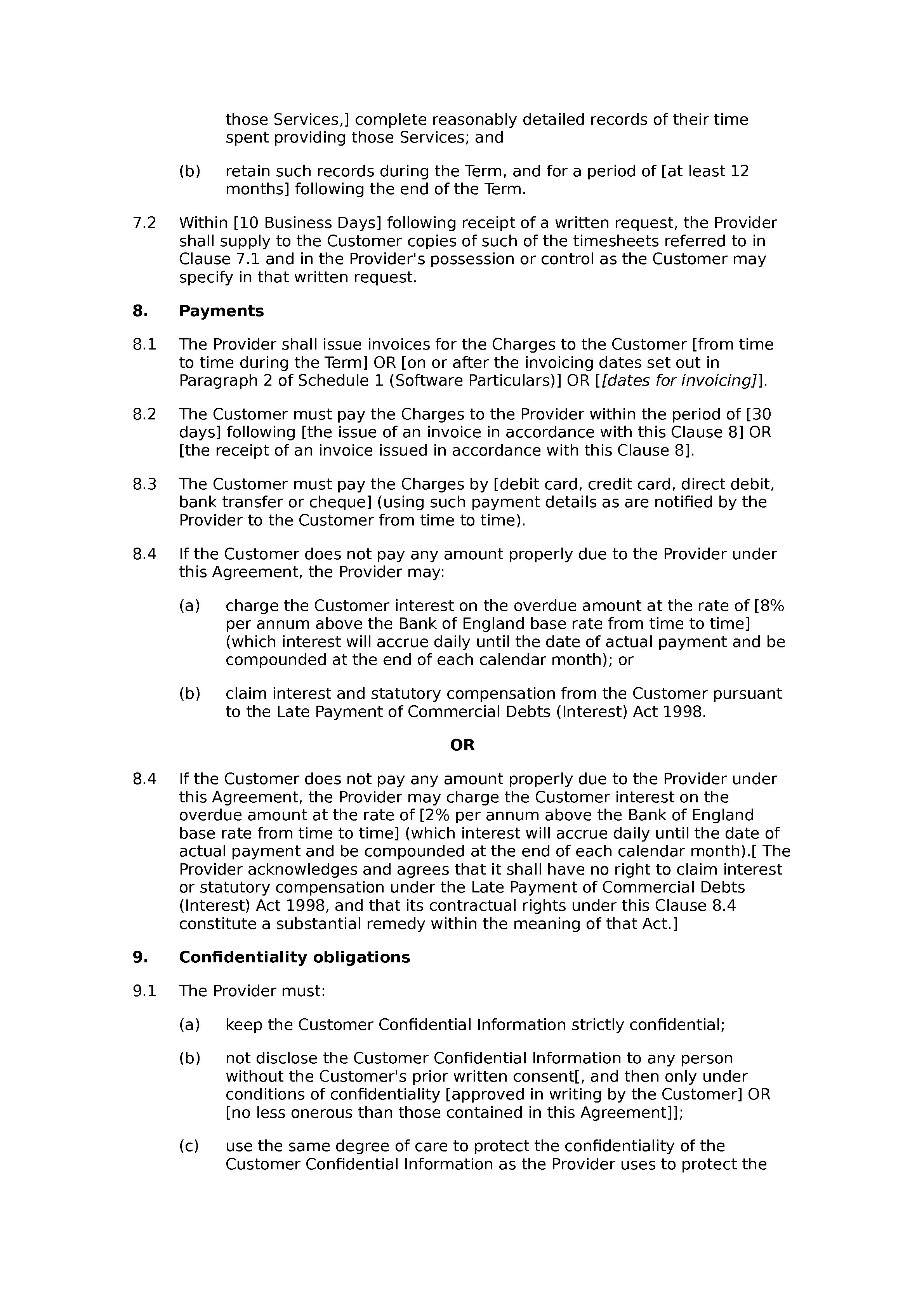 Software support agreement (standard) document preview