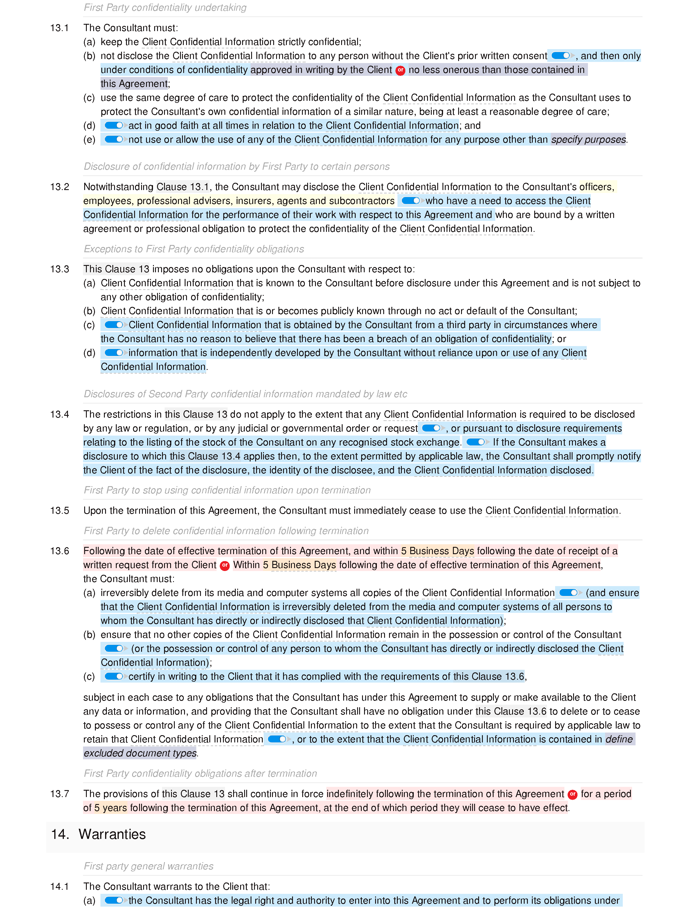 Consultancy and commission agreement document editor preview