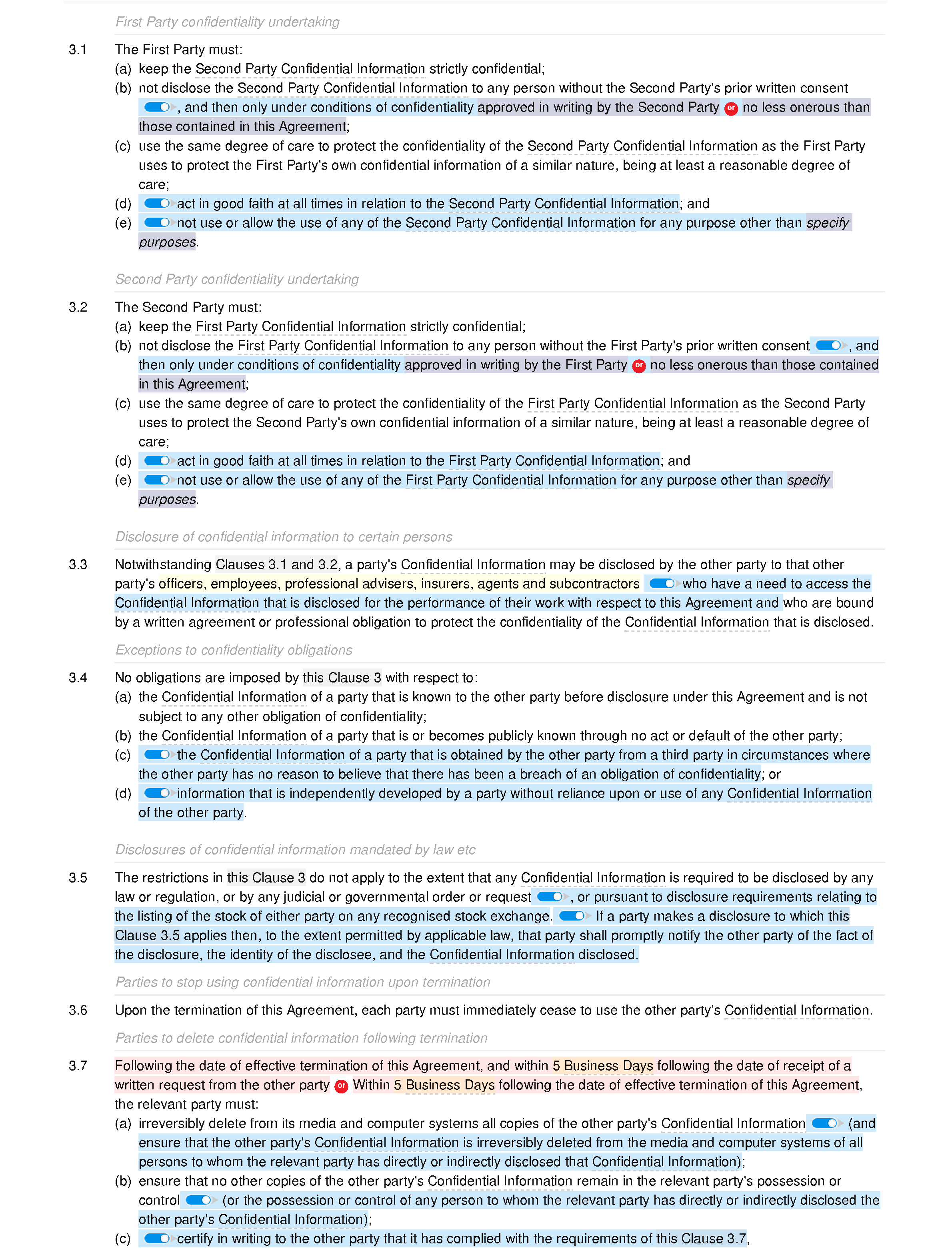 Non-disclosure agreement (mutual, standard) document editor preview