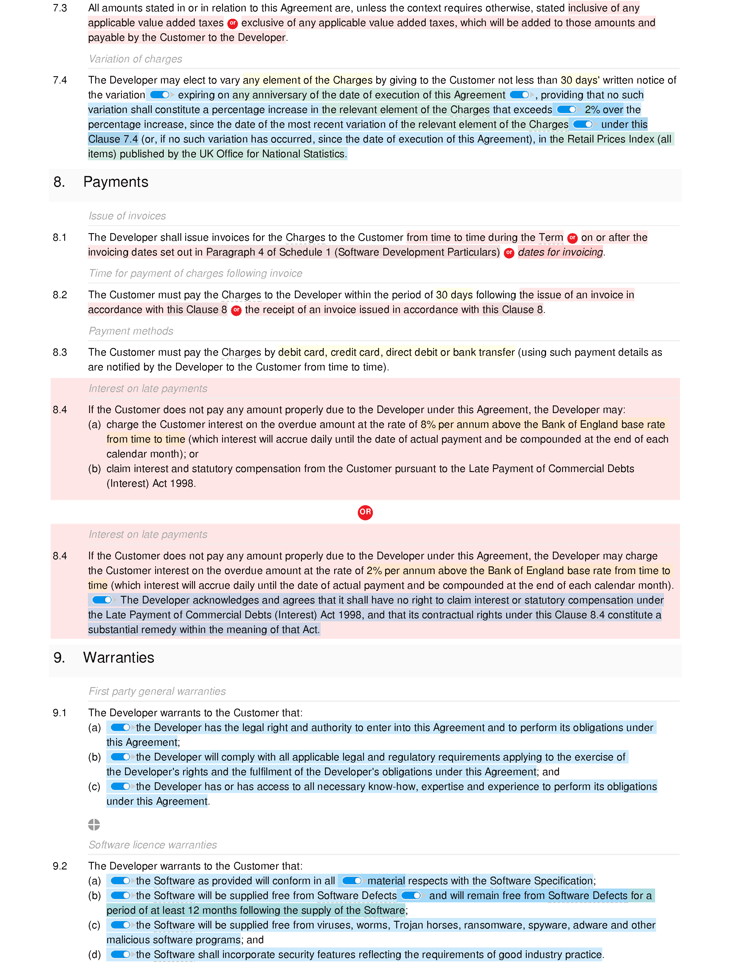 Software development agreement (basic) document editor preview