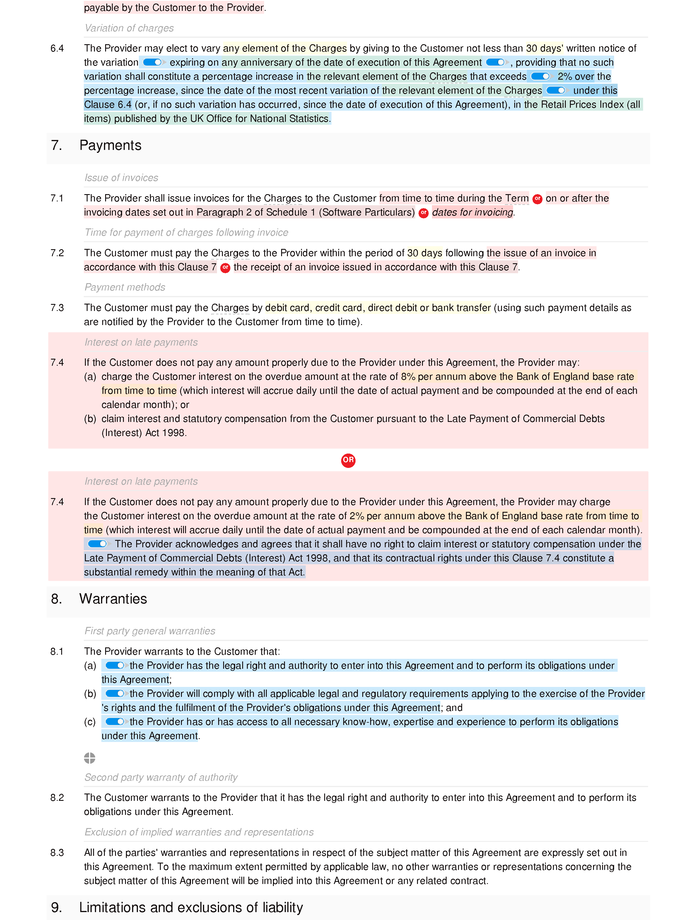 Free software support agreement document editor preview