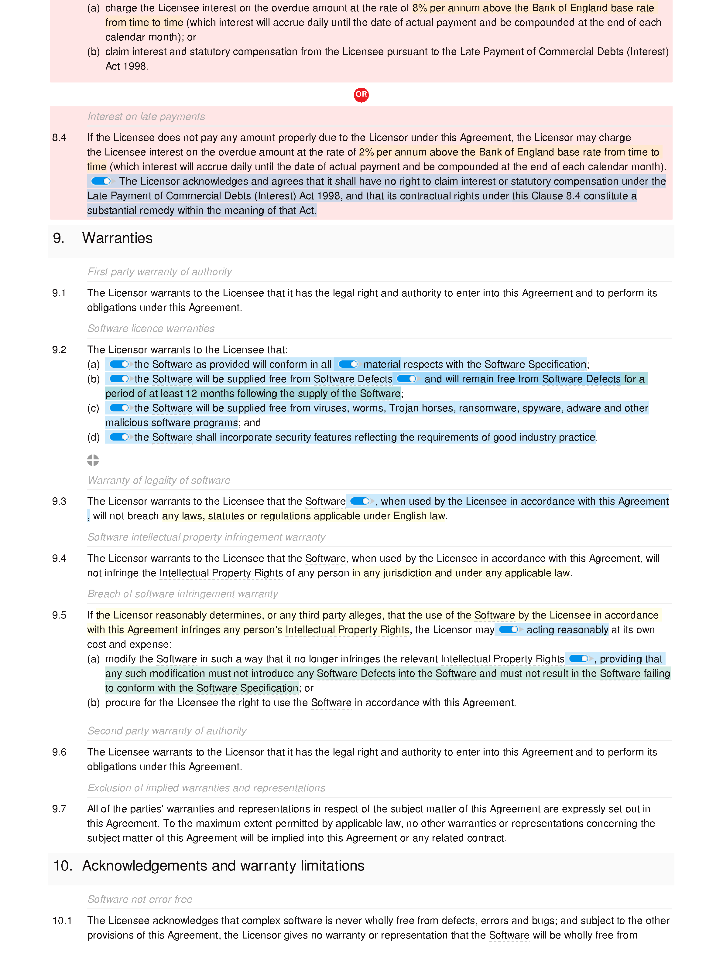 Free software licence agreement document editor preview