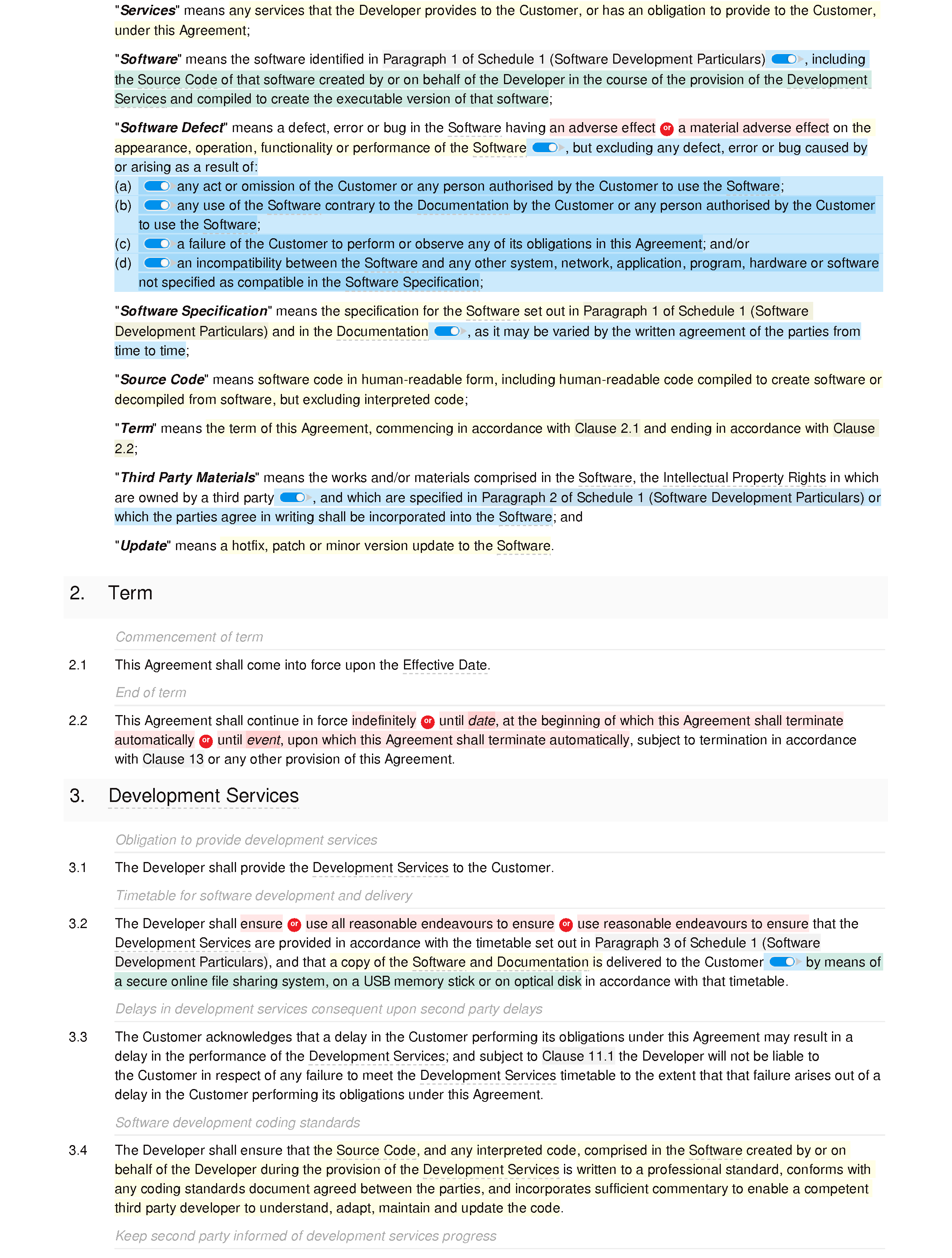 Software development and maintenance agreement (basic) document editor preview