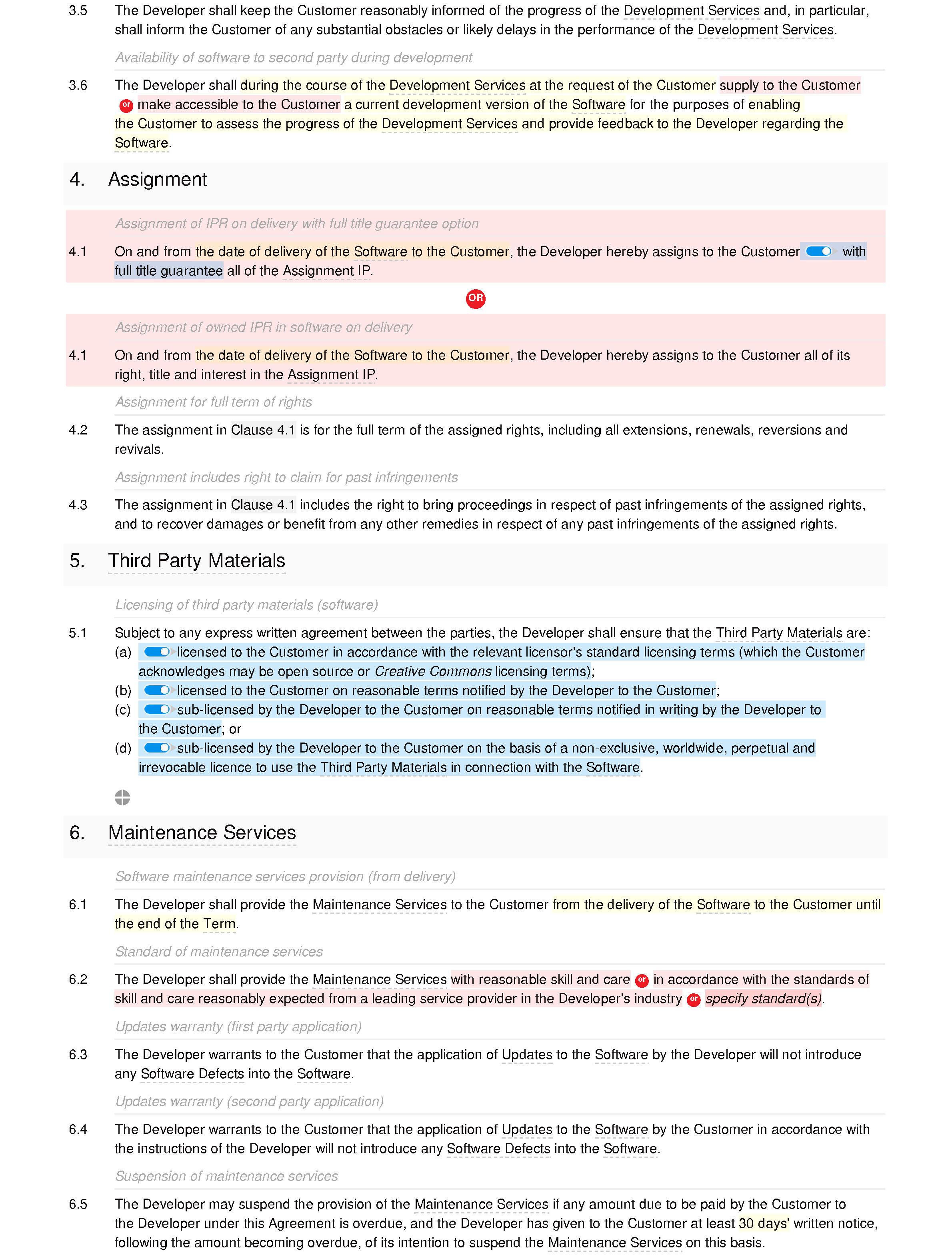 Software development and maintenance agreement (basic) document editor preview