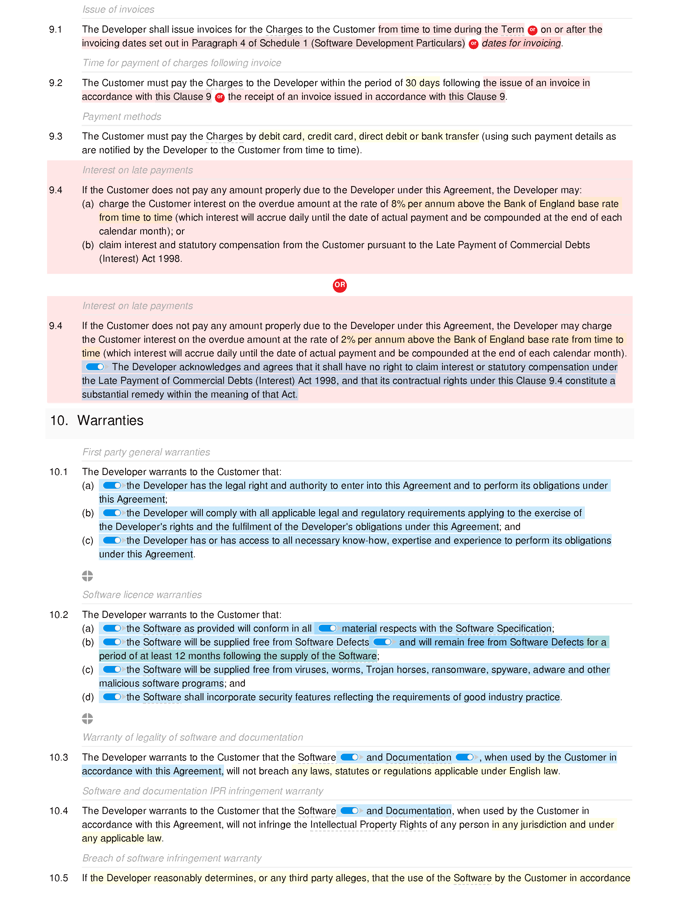 Software development and maintenance agreement (basic) document editor preview