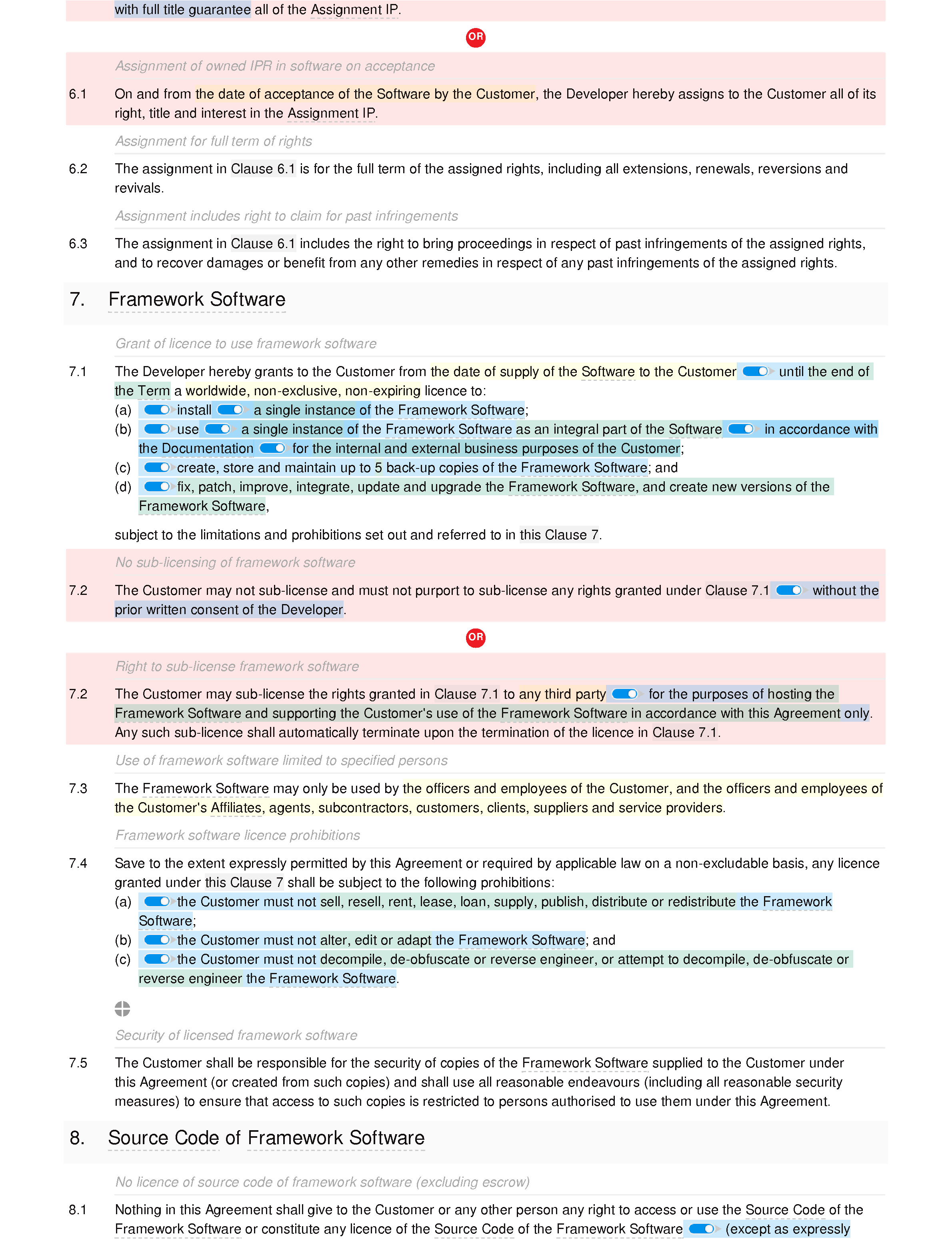 Software development and maintenance agreement (premium) document editor preview