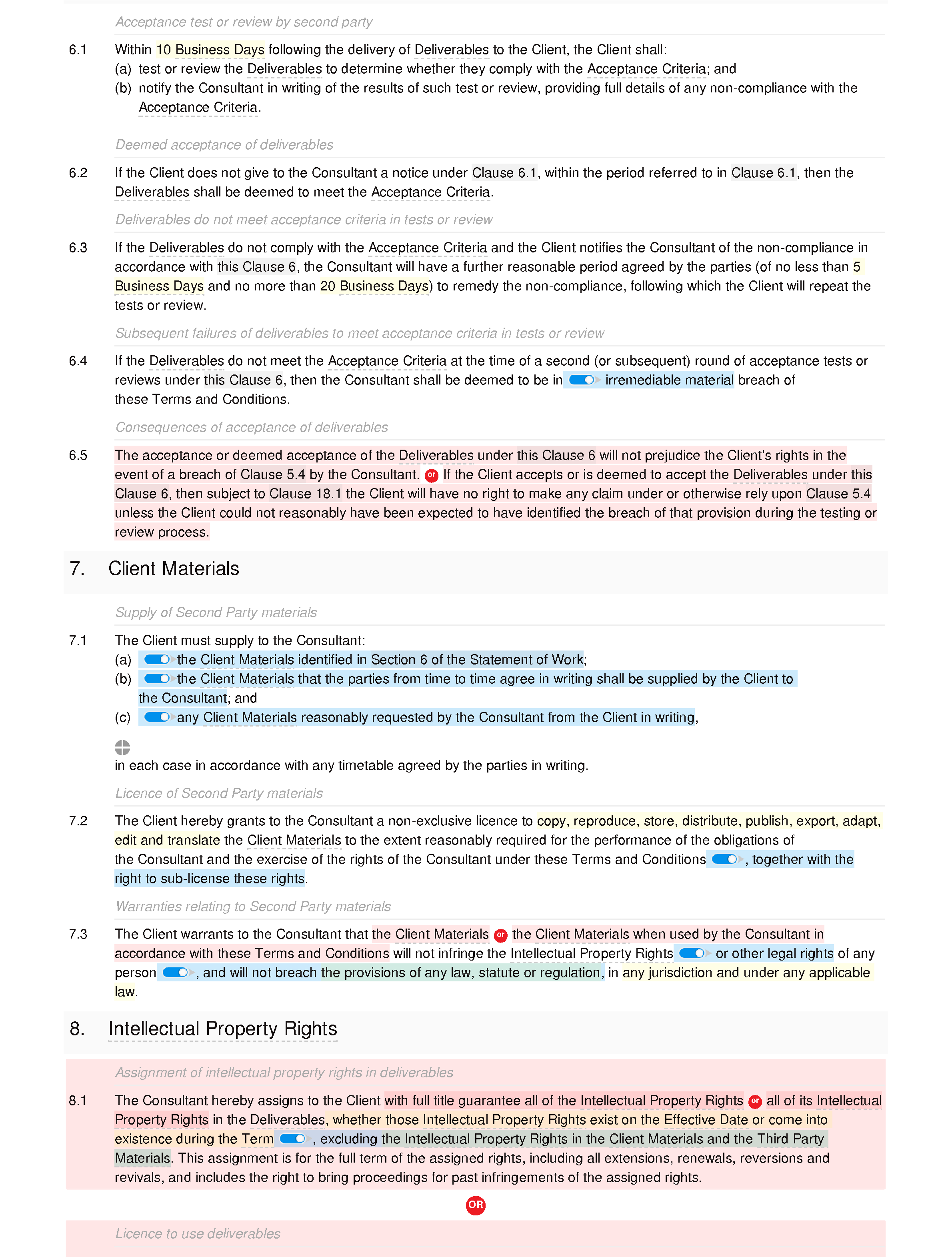 Consultancy terms and conditions (premium) document editor preview