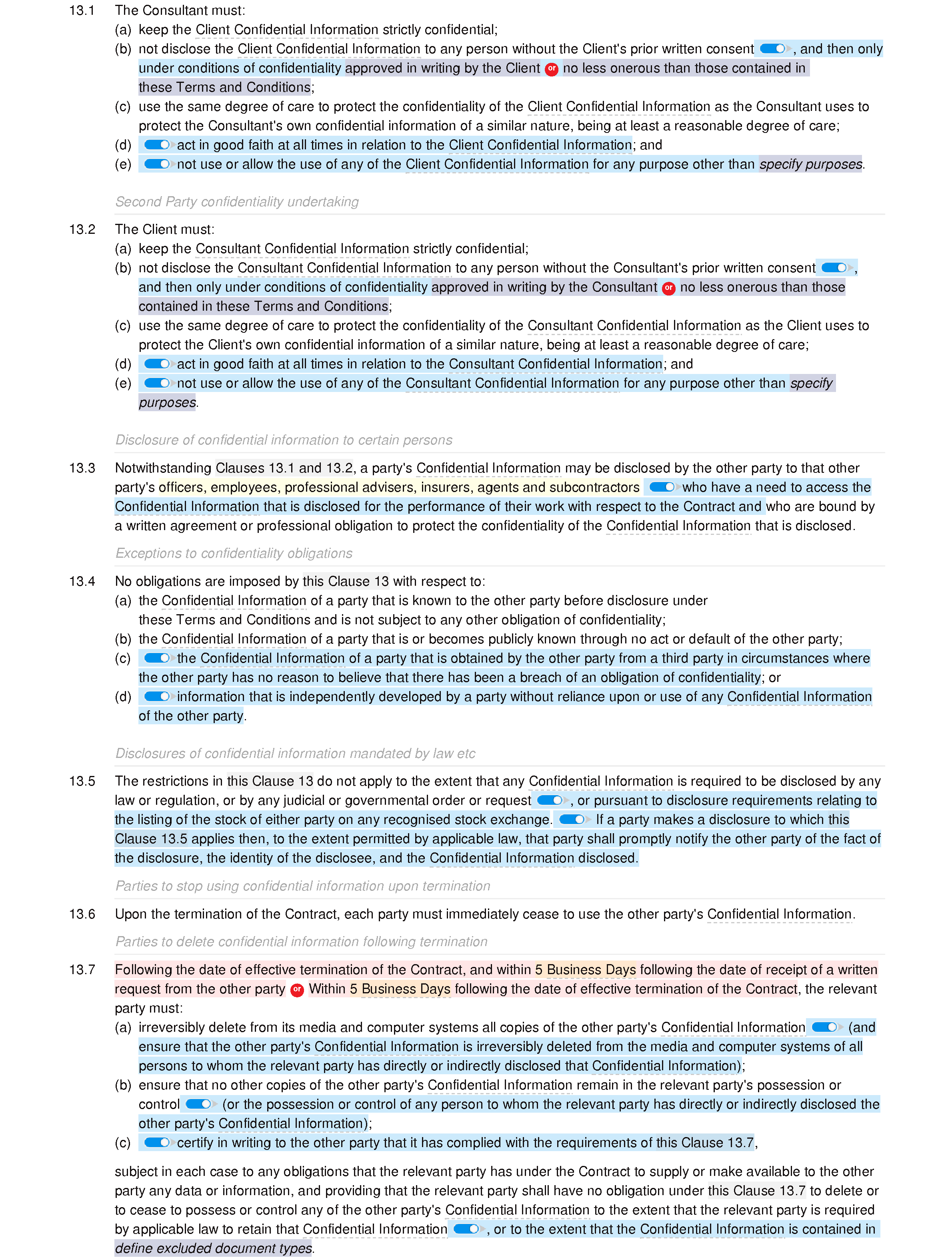 Consultancy terms and conditions (premium) document editor preview