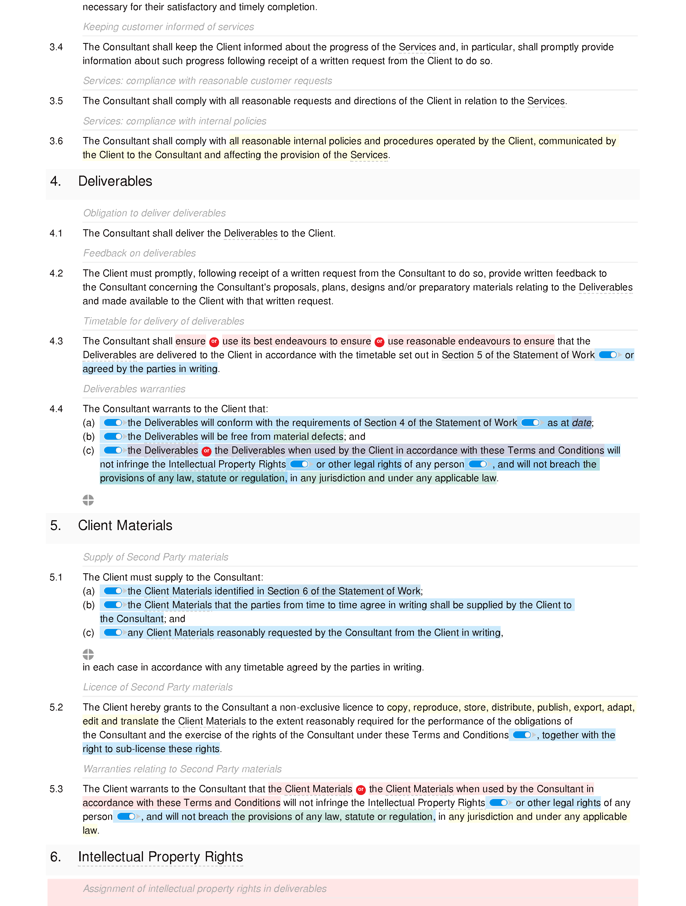 Consultancy terms and conditions (standard) document editor preview