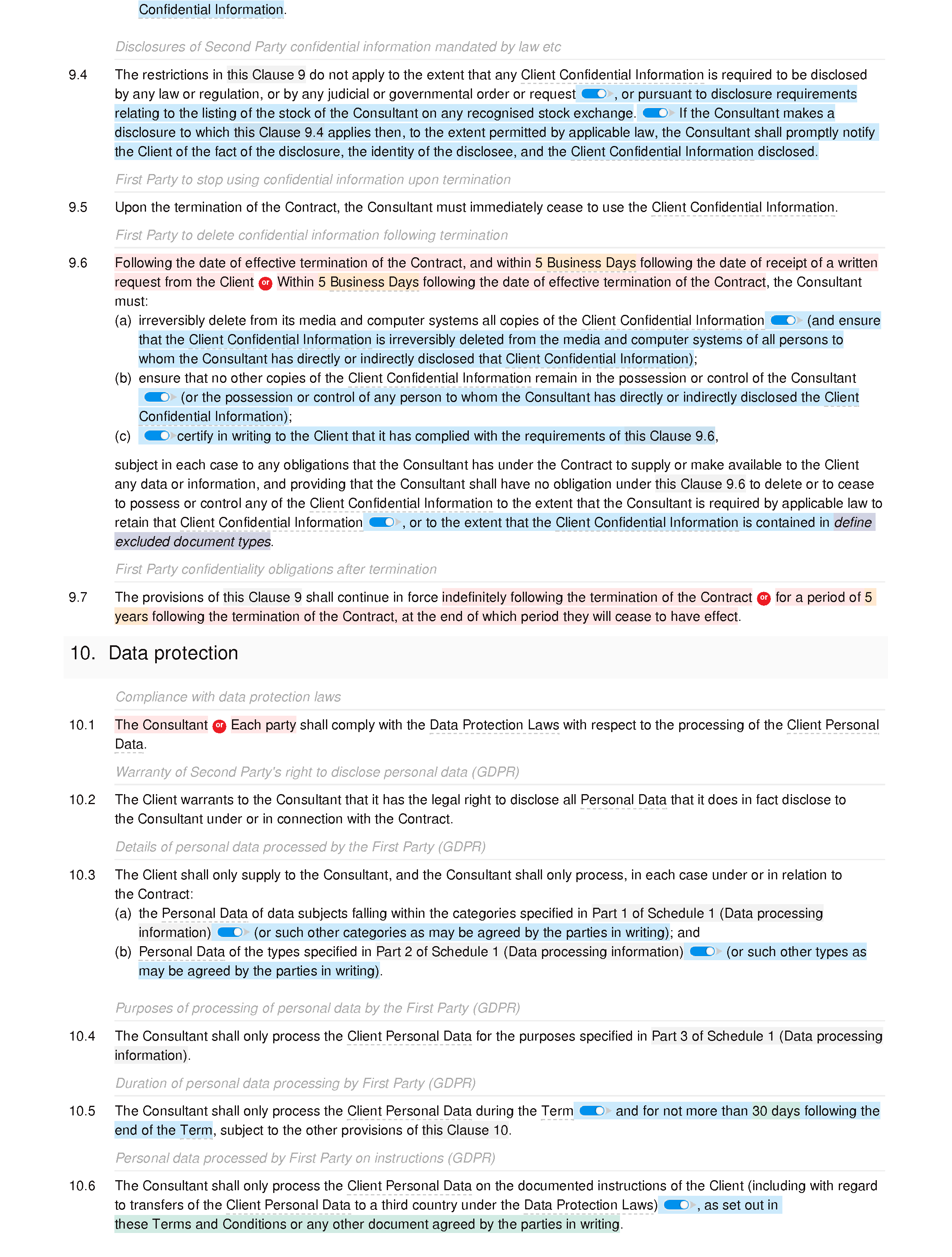 Consultancy terms and conditions (standard) document editor preview