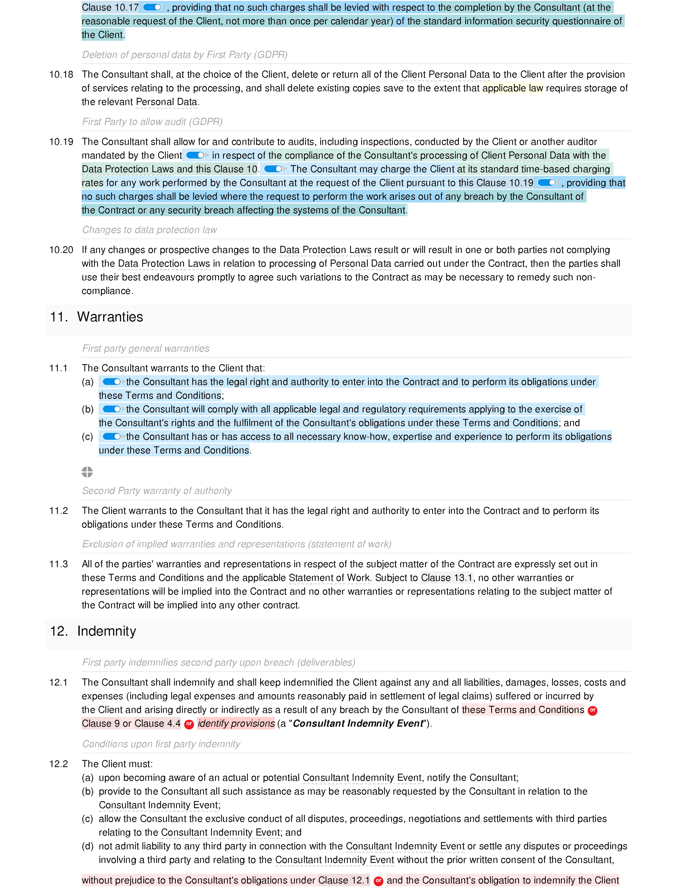 Consultancy terms and conditions (standard) document editor preview