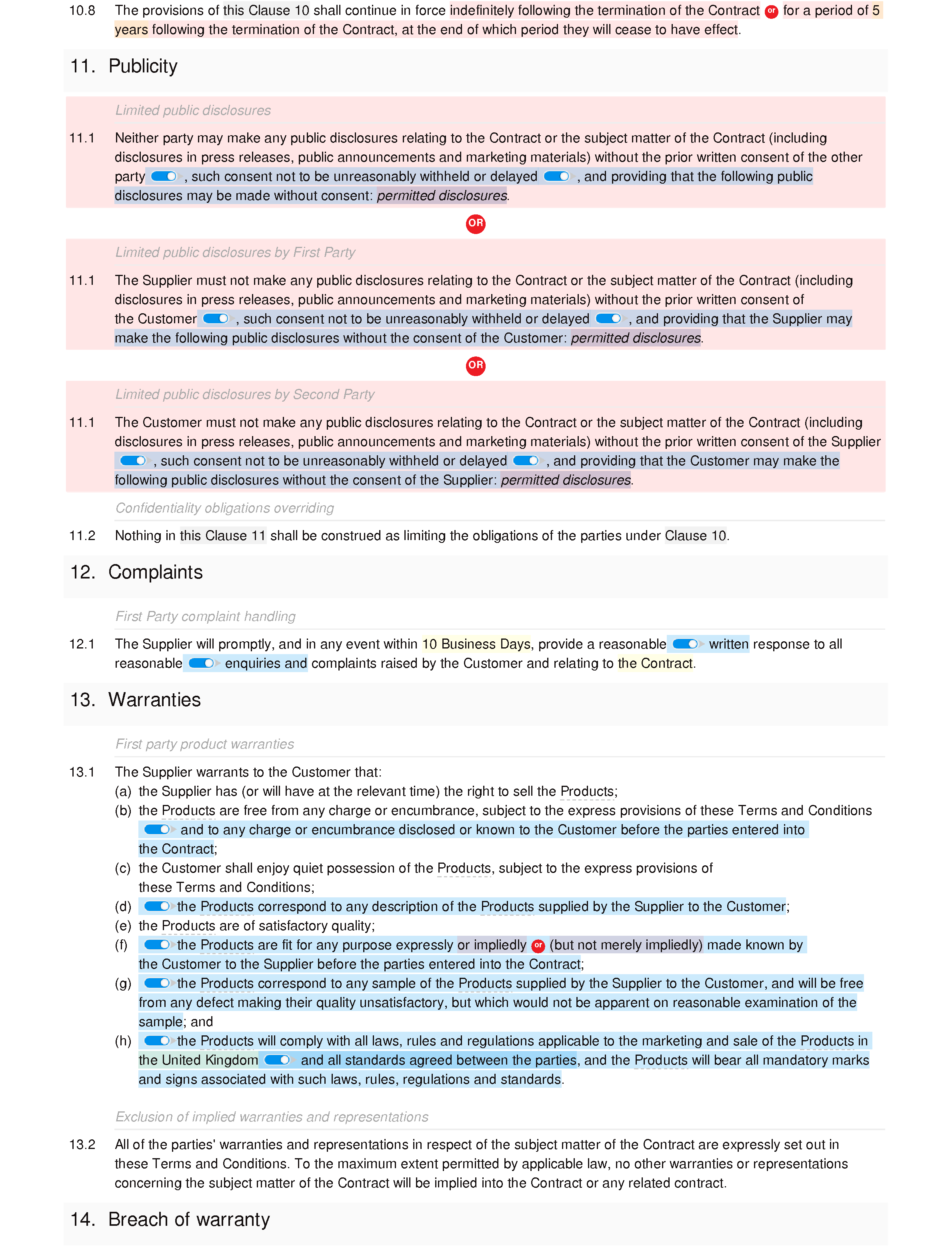 Terms and conditions of supply (premium) document editor preview