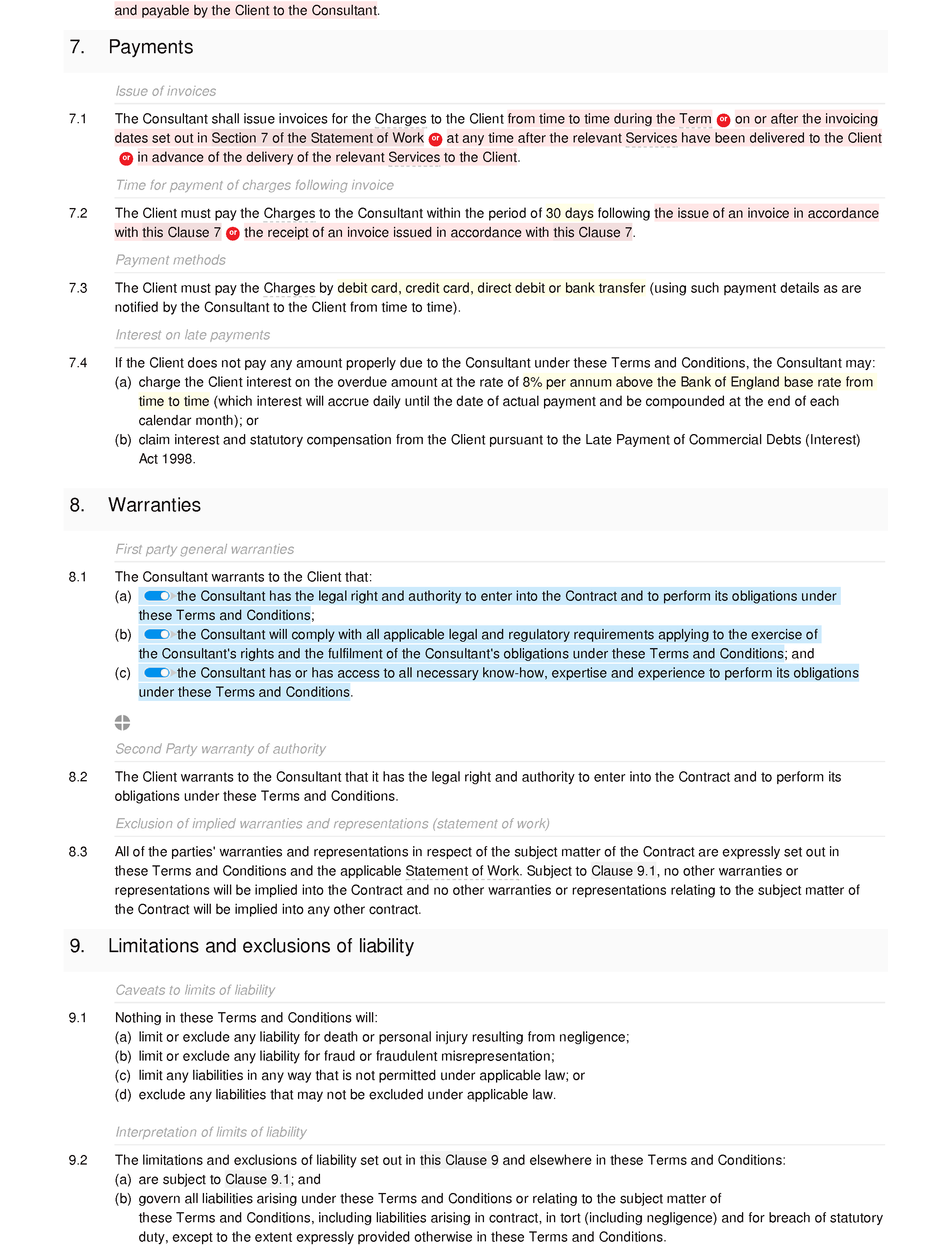 Consultancy terms and conditions (basic) document editor preview