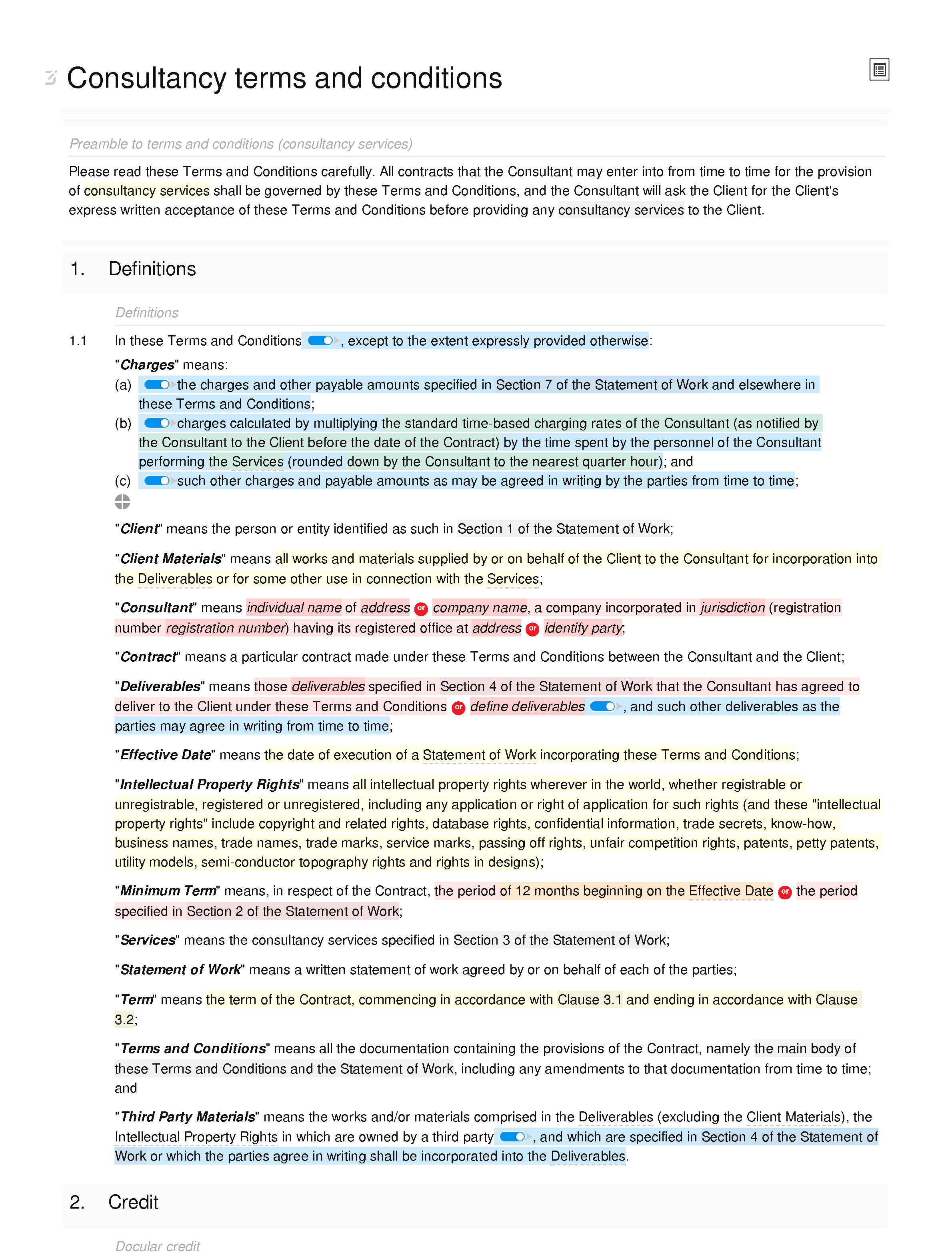 Free consultancy terms and conditions document editor preview