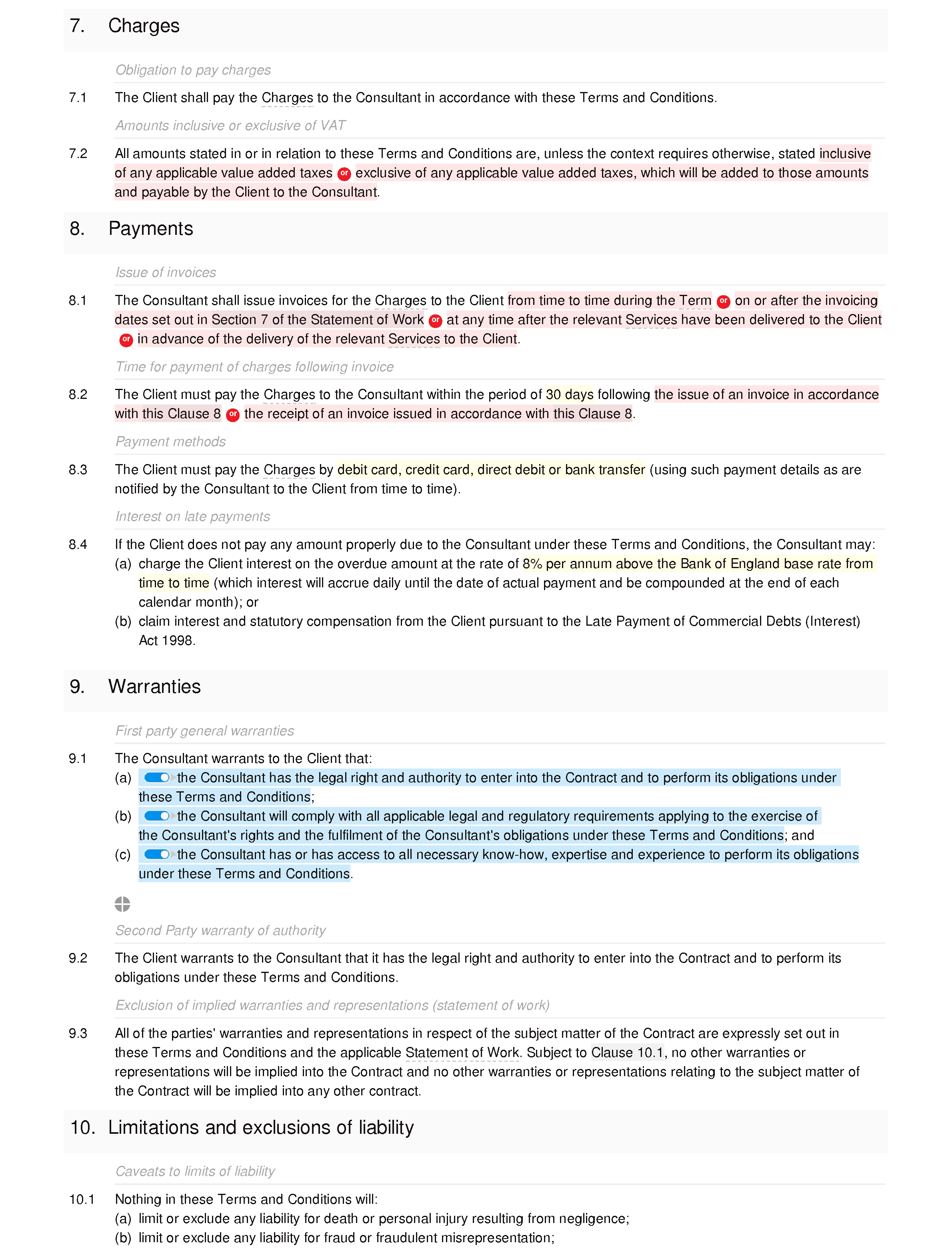 Free consultancy terms and conditions document editor preview
