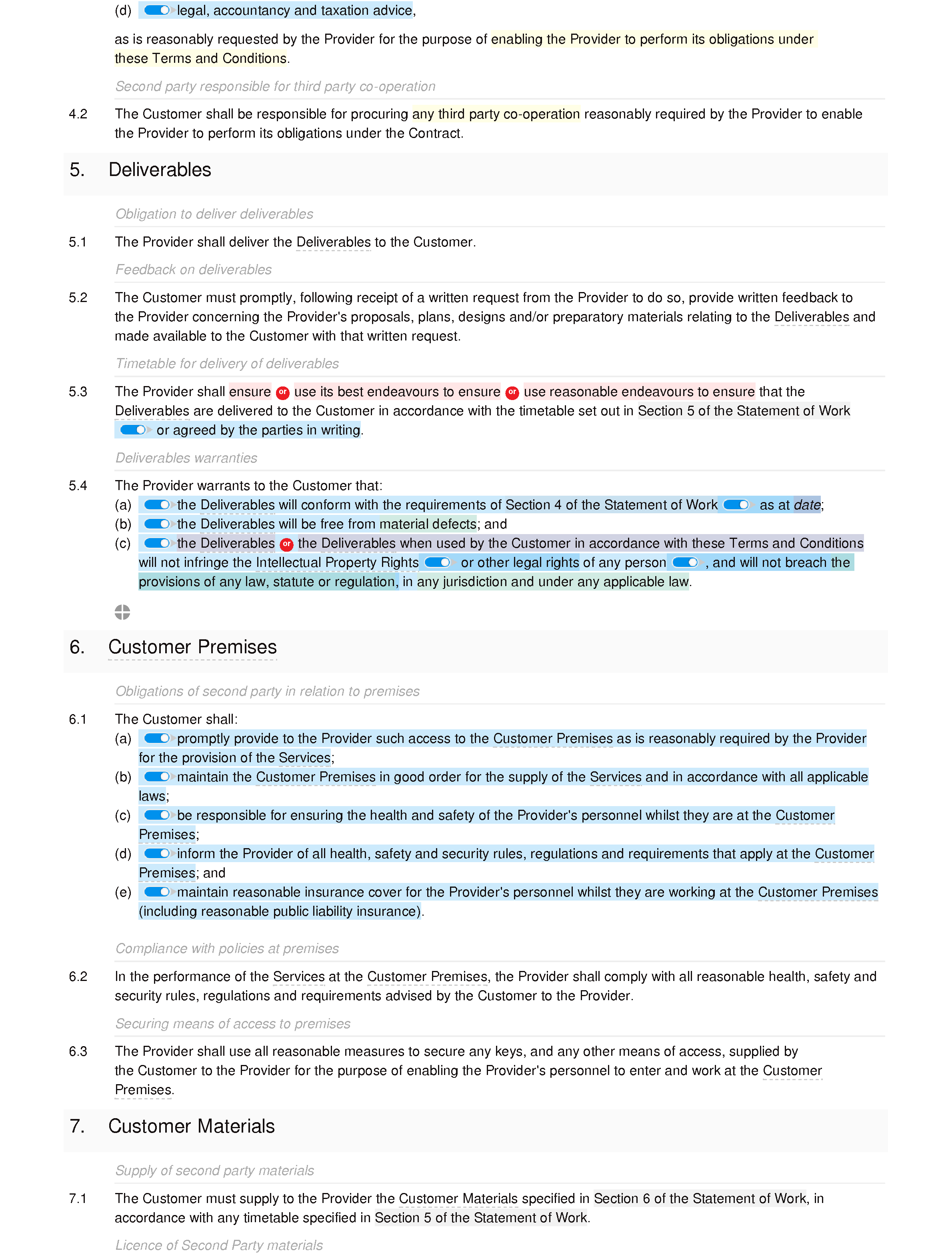 Terms and conditions for the supply of services (premium) document editor preview