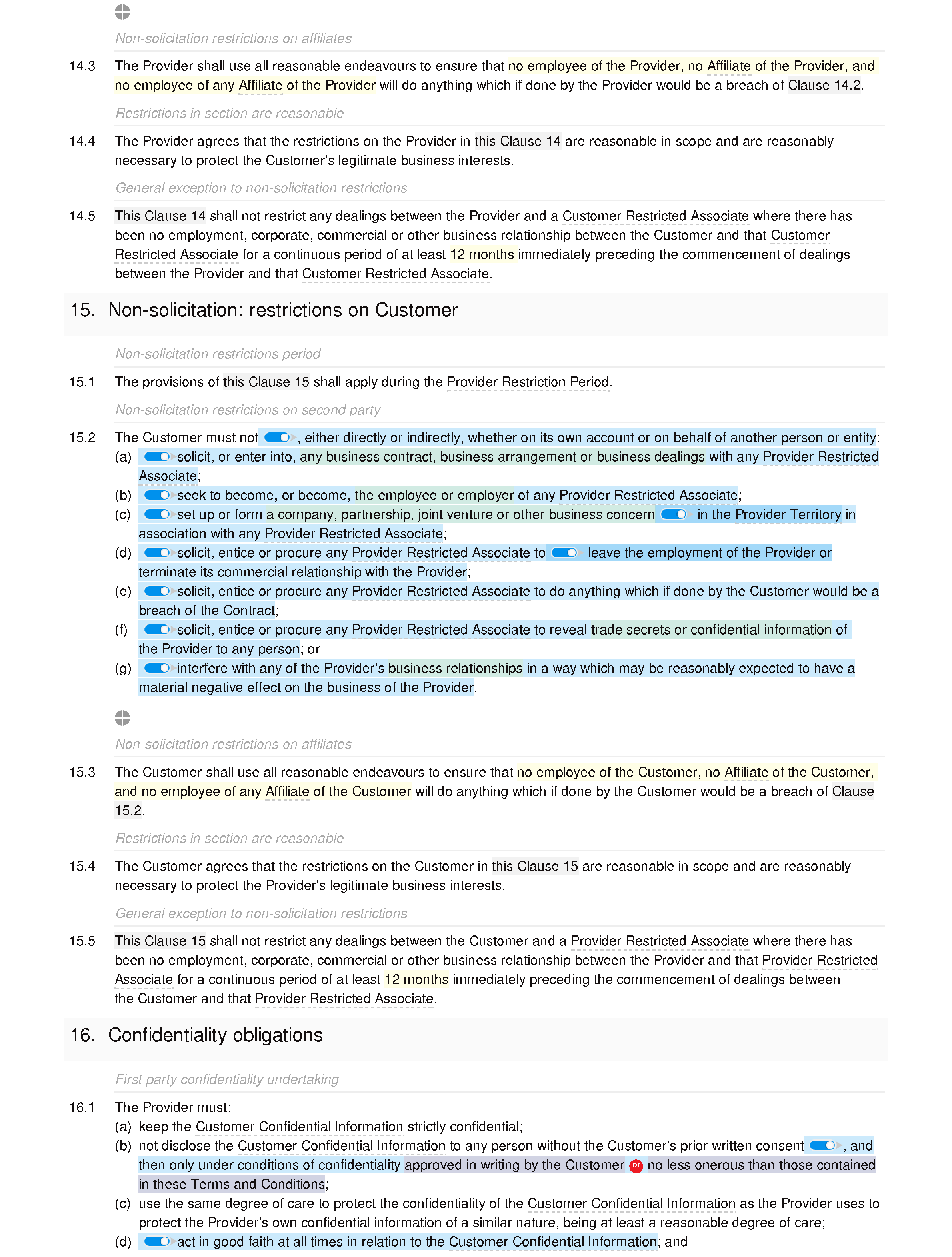 Terms and conditions for the supply of services (premium) document editor preview