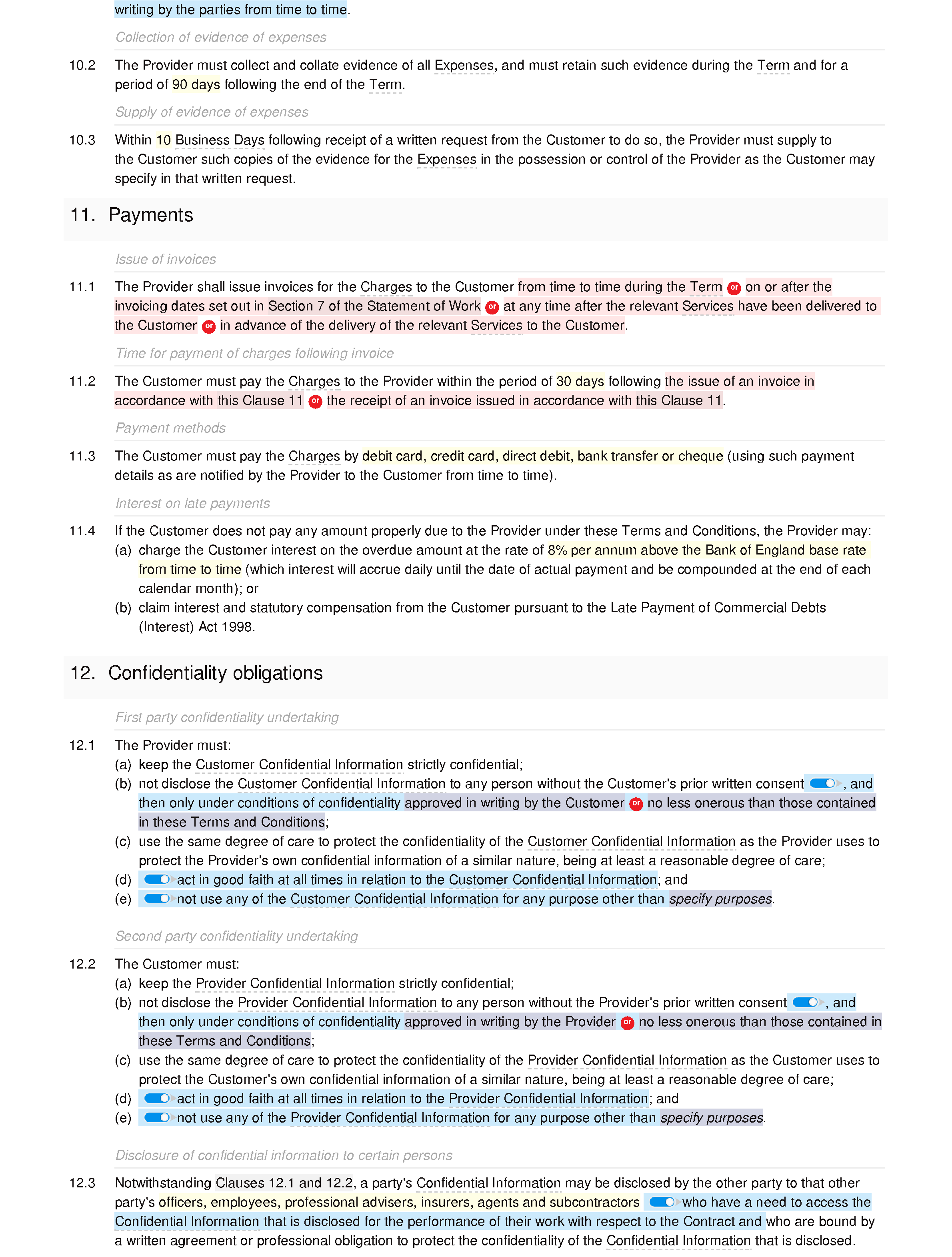 Terms and conditions for the supply of services (standard) document editor preview