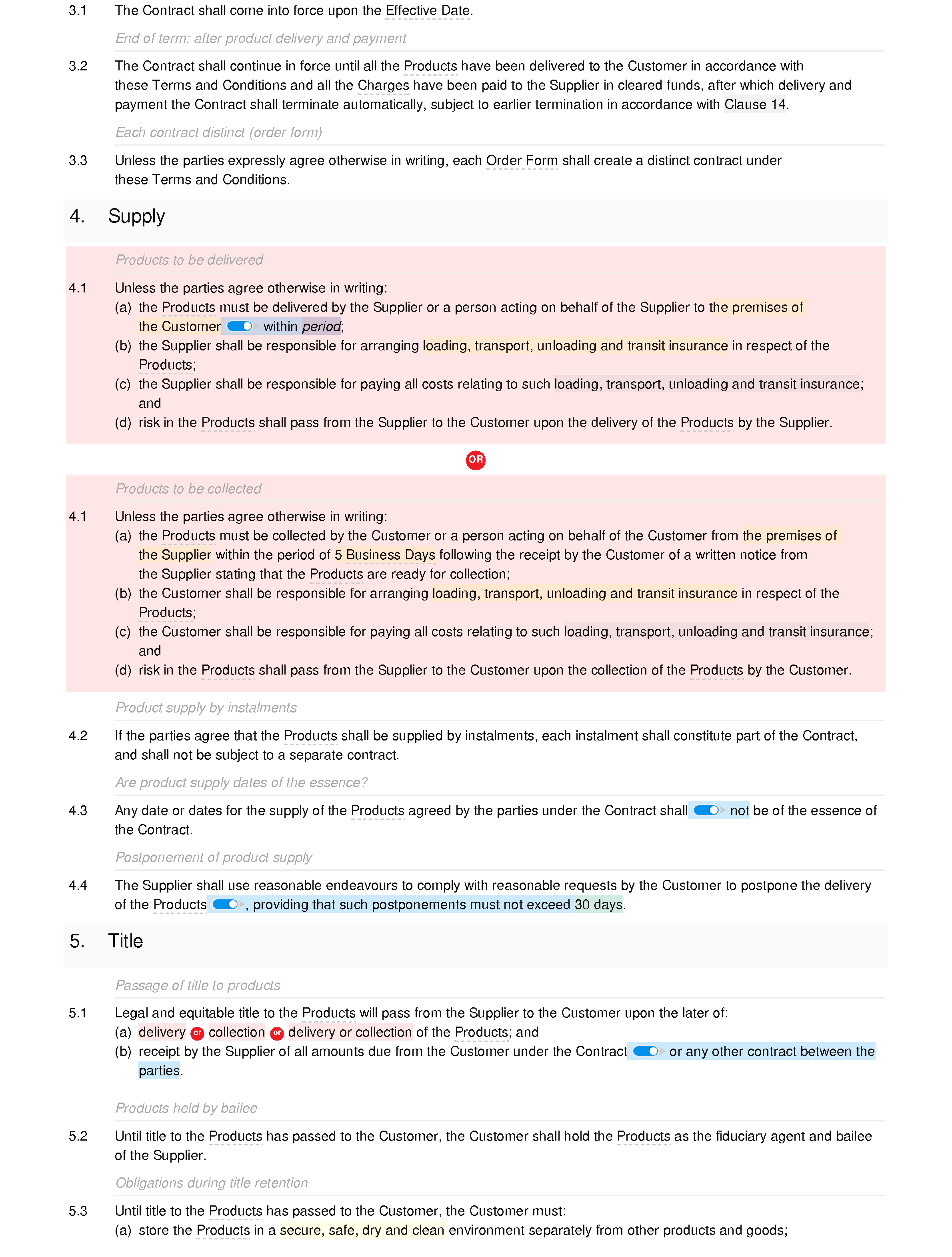 Terms and conditions of supply (standard) document editor preview