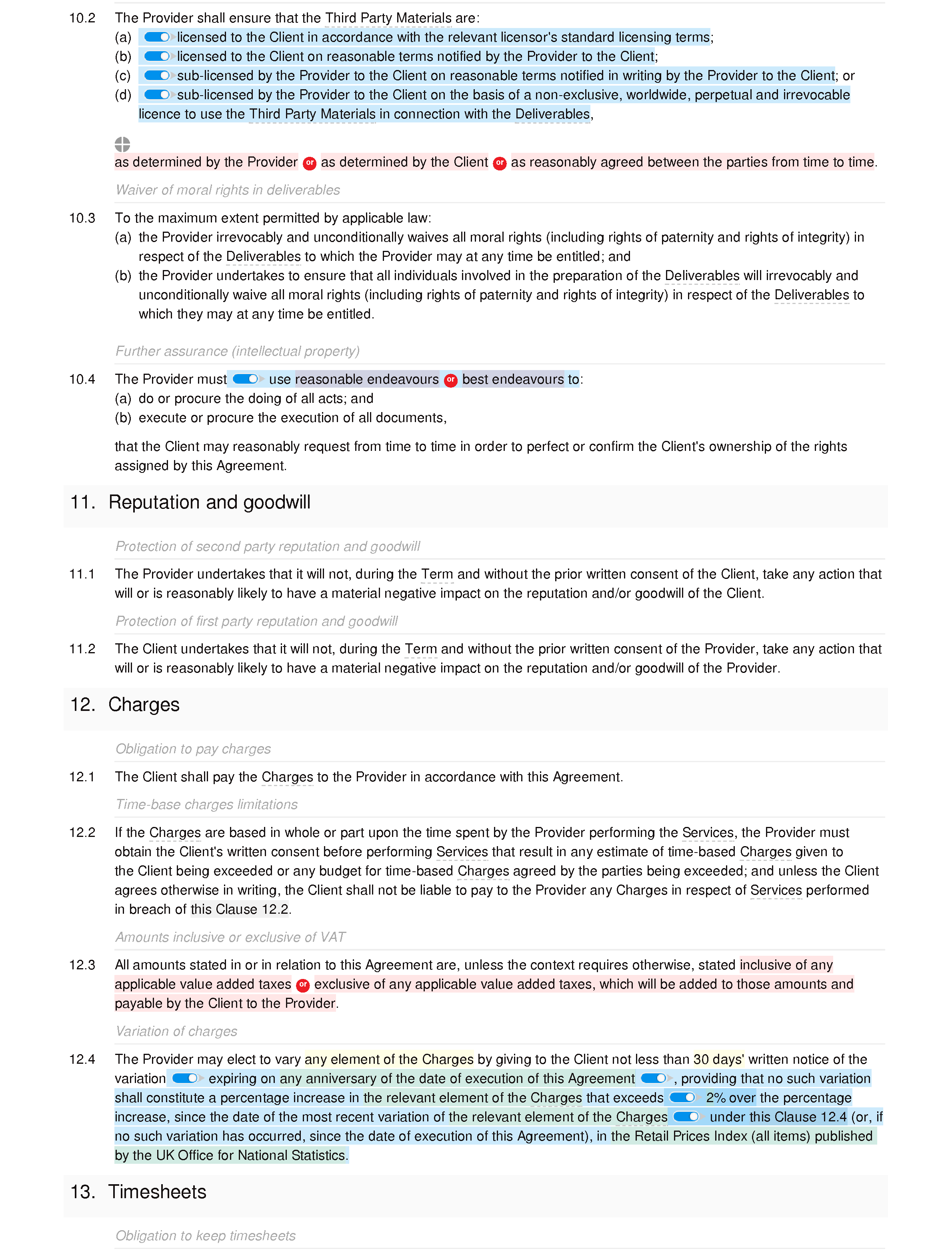 Email marketing agreement document editor preview