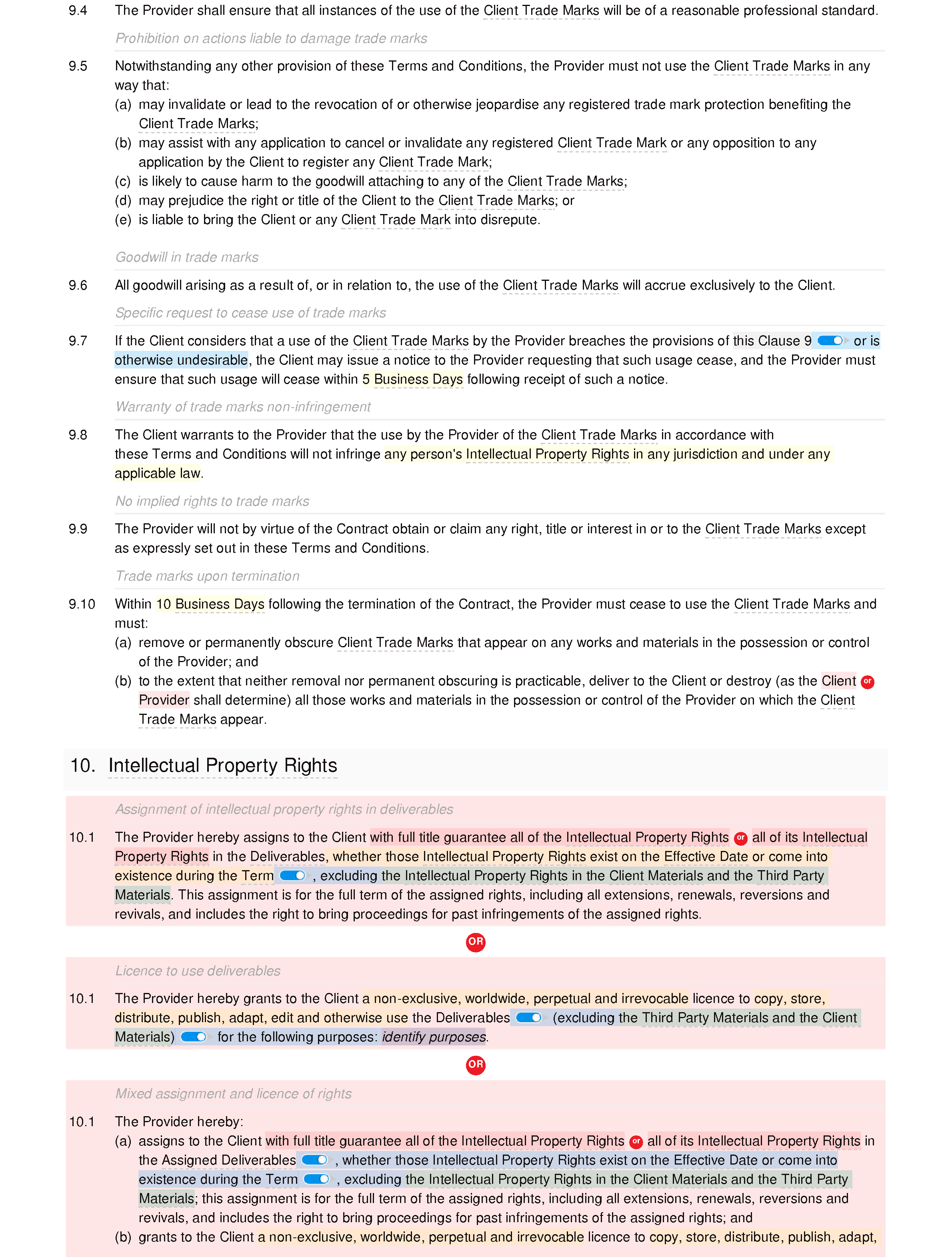 Email marketing terms and conditions document editor preview