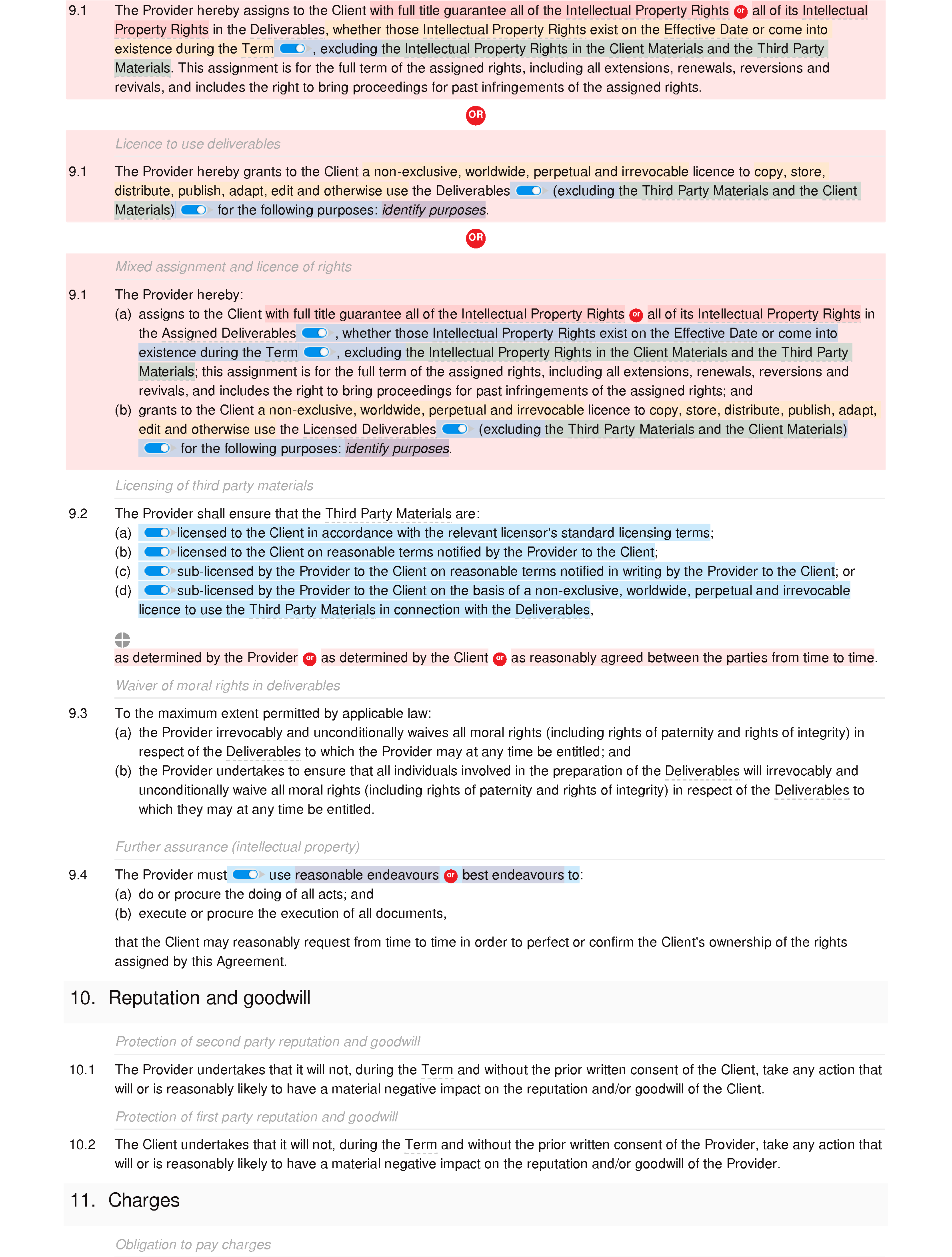 SEO agreement document editor preview