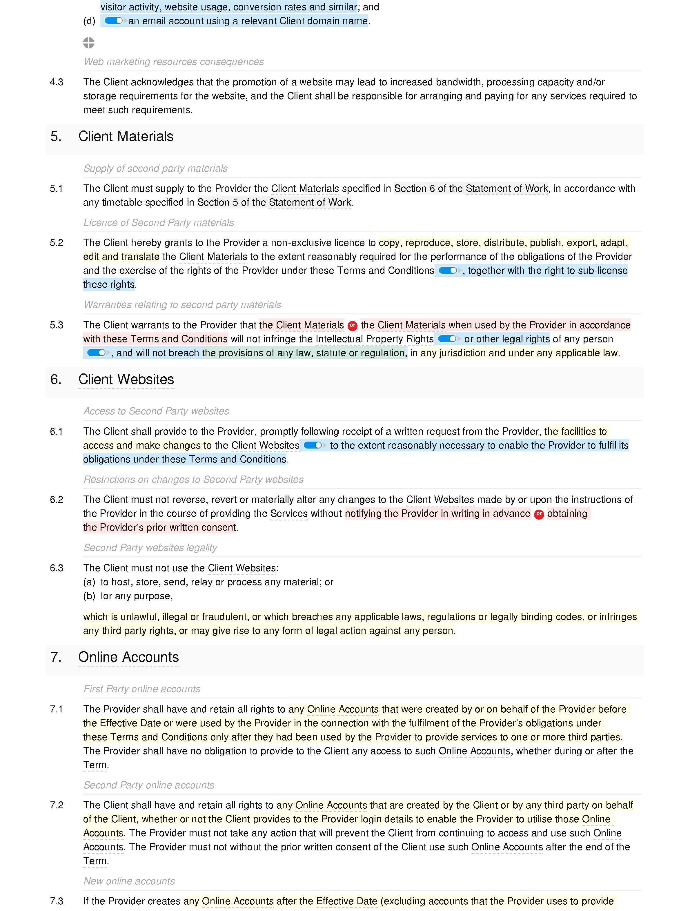 SEO terms and conditions document editor preview