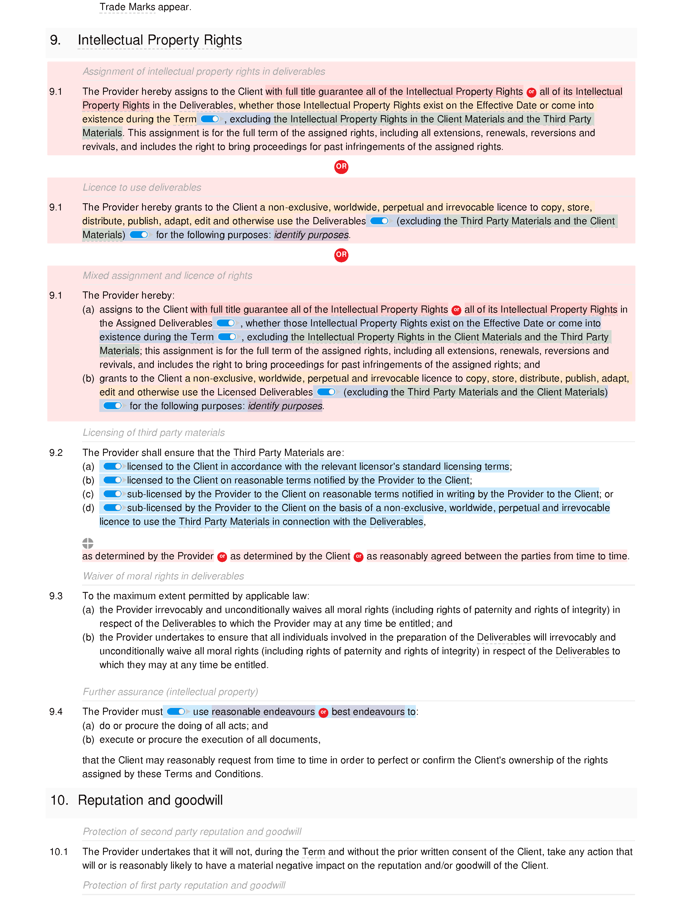 SEO terms and conditions document editor preview