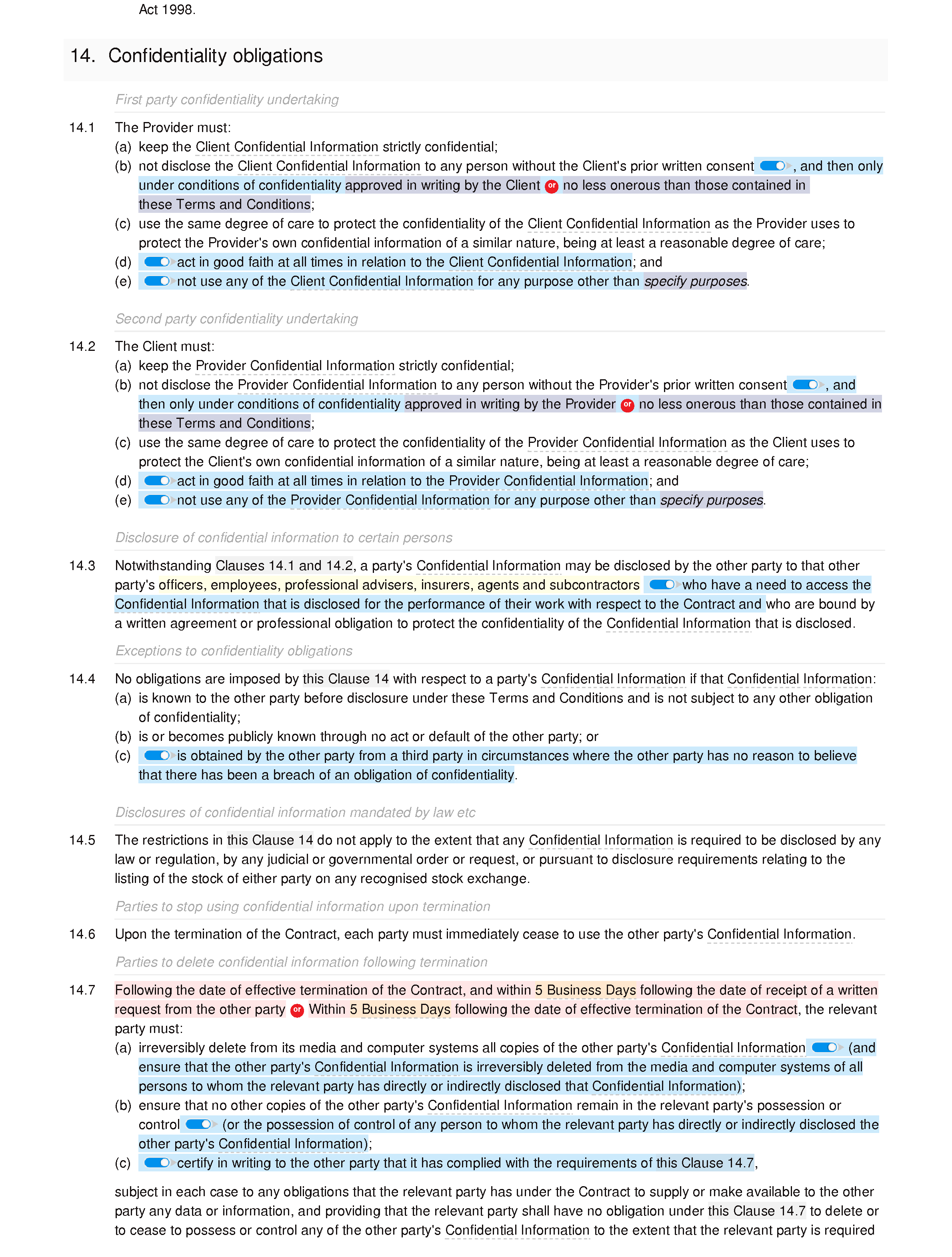 SEO terms and conditions document editor preview